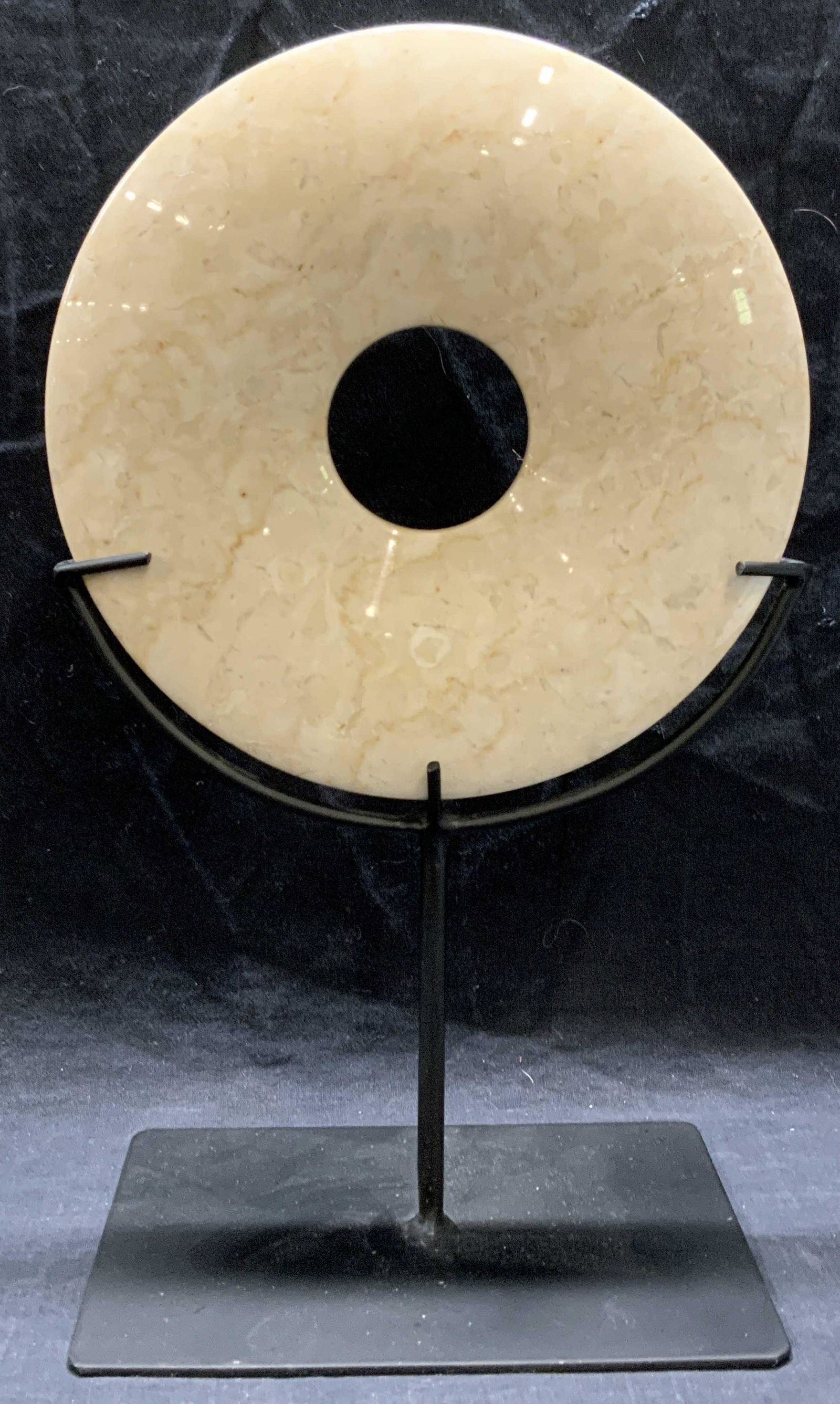Carrera Marble Disc Sculpture on Iron Stand (1 of 7)