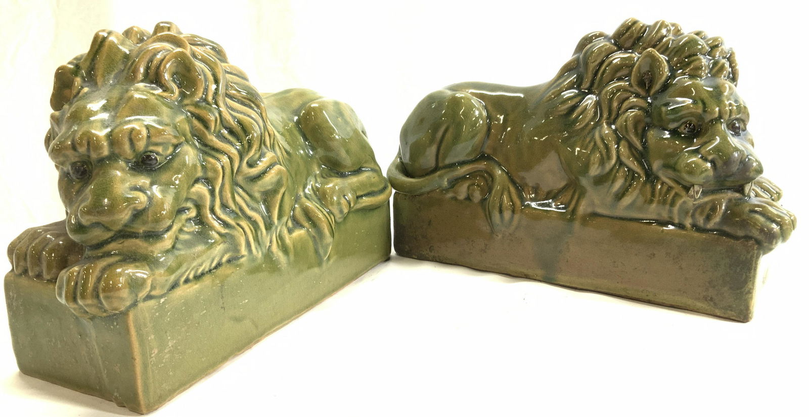 Pair Terra Cotta Asian Temple Lion Mantle Statues (1 of 7)