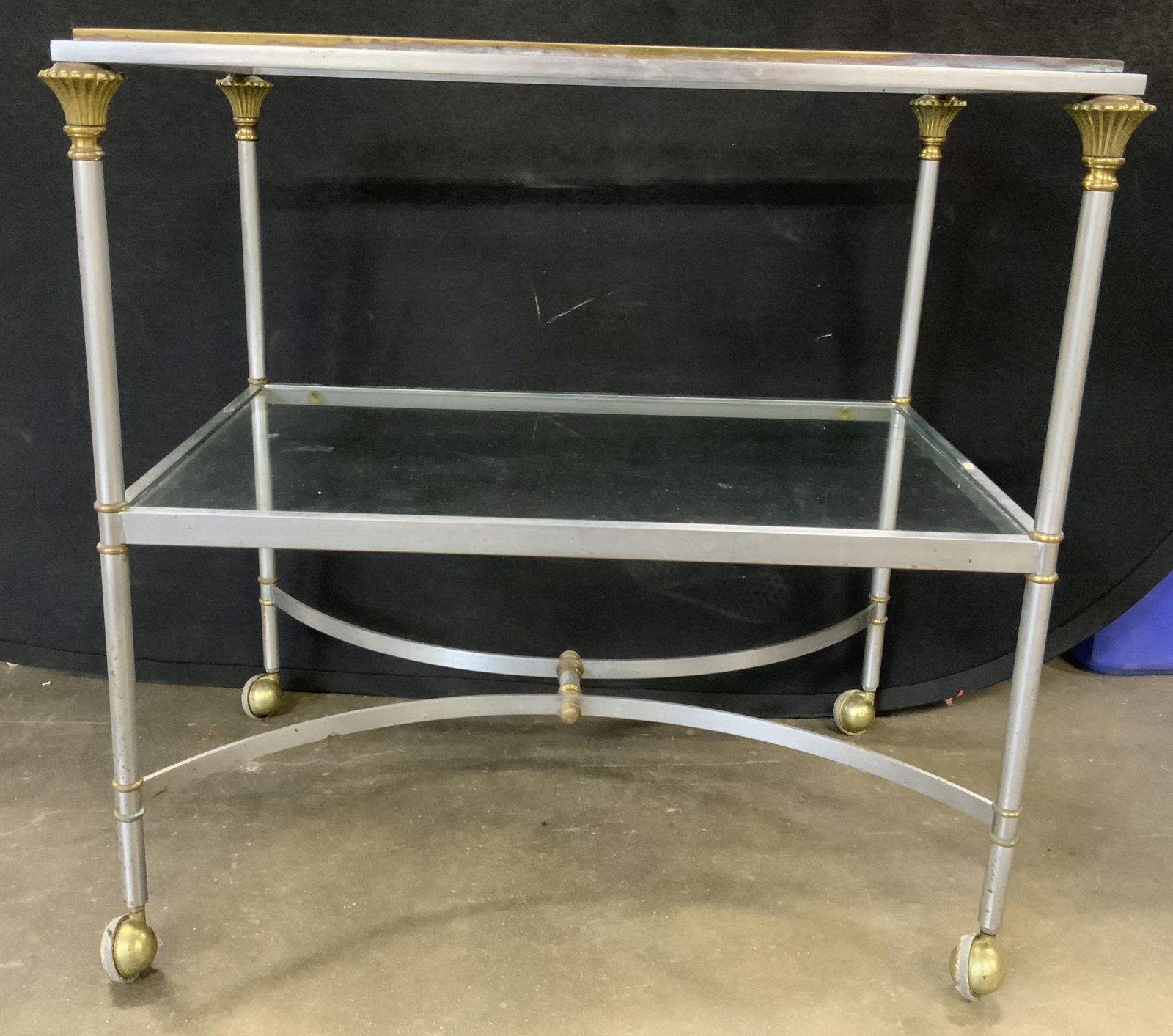 Vintage 2 Tier Glass & Metal Bar Cart (1 of 8)
