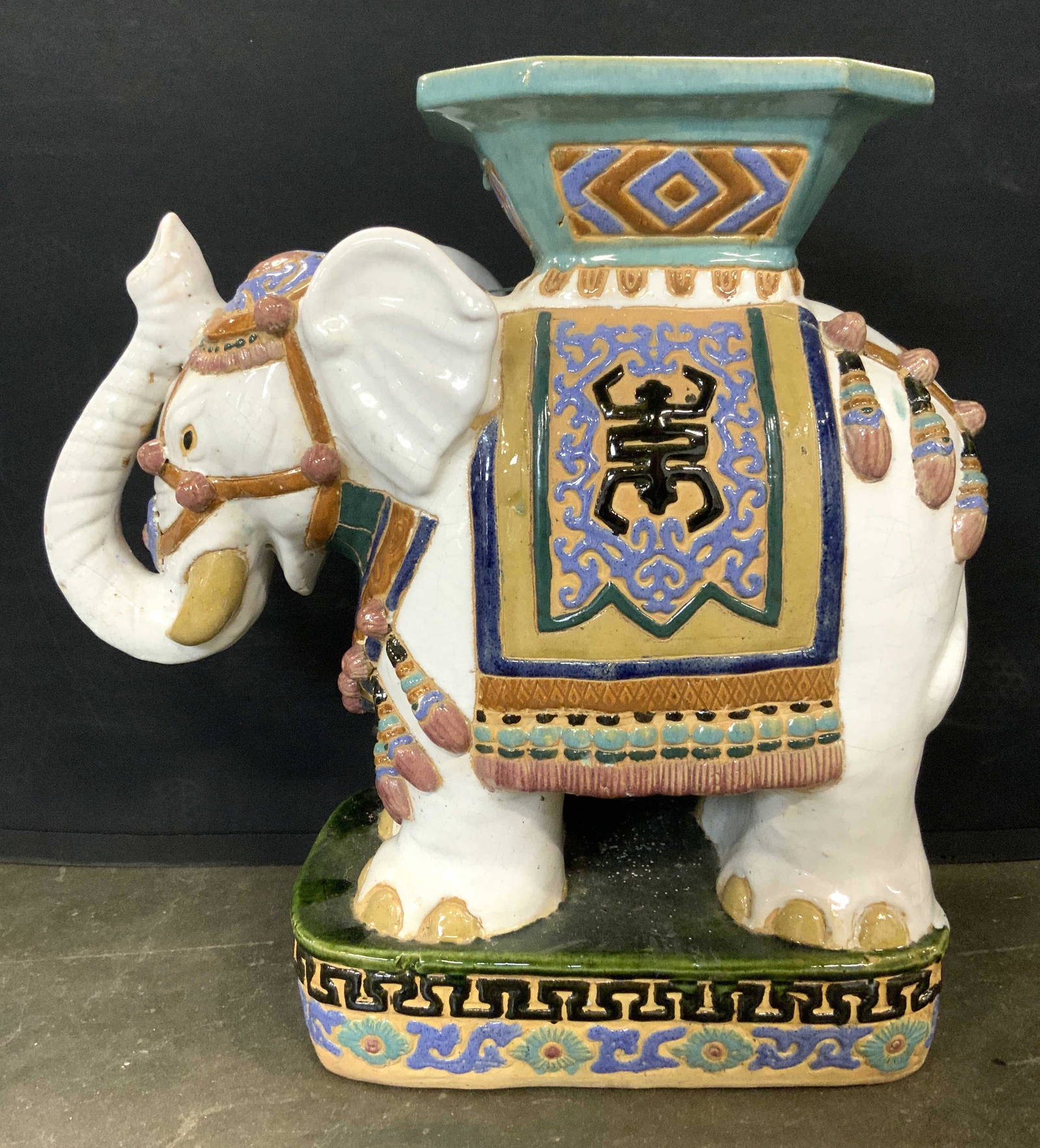 Chinoiserie Painted Ceramic Elephant Garden Stool Auction