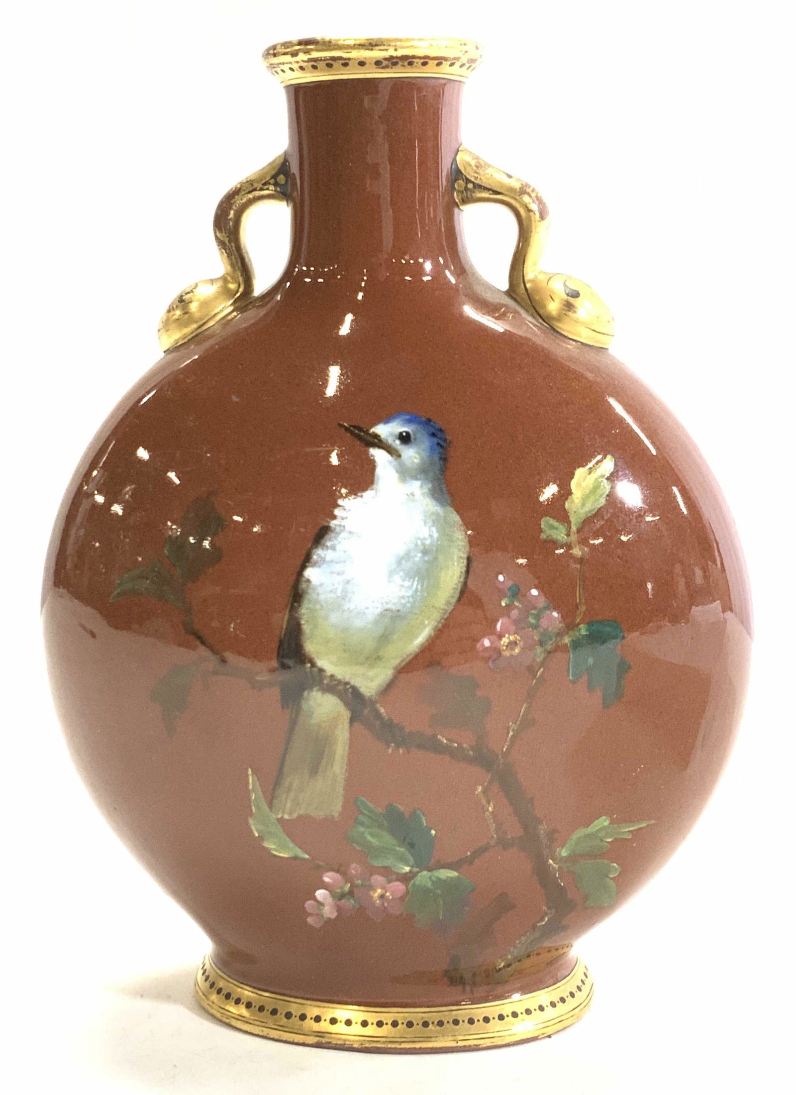 Signed Antique Minton Porcelain Moon Vase, England Auction