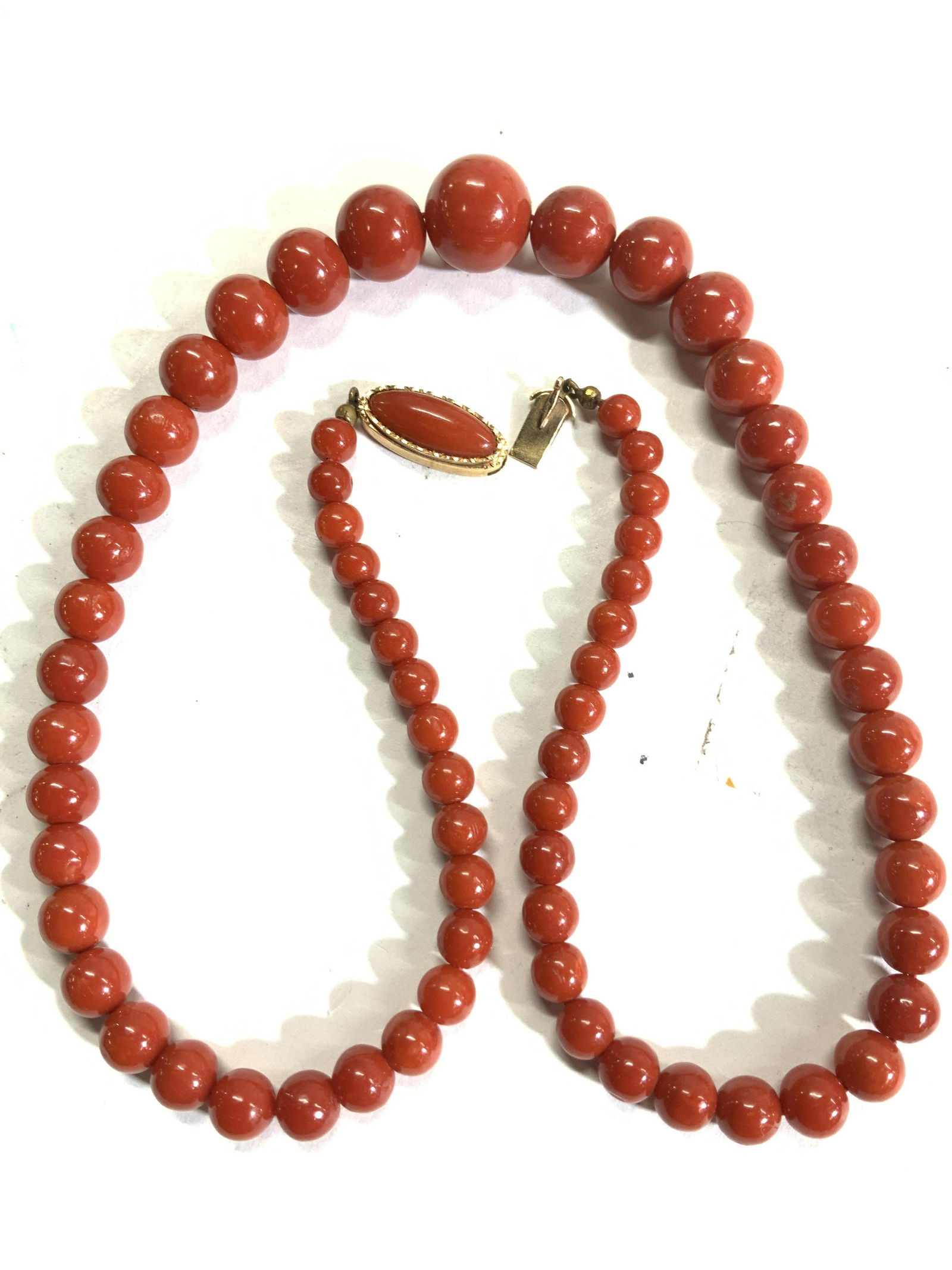 Graduated Carnelian Bead Necklace, 18k Gold clasp (1 of 7)