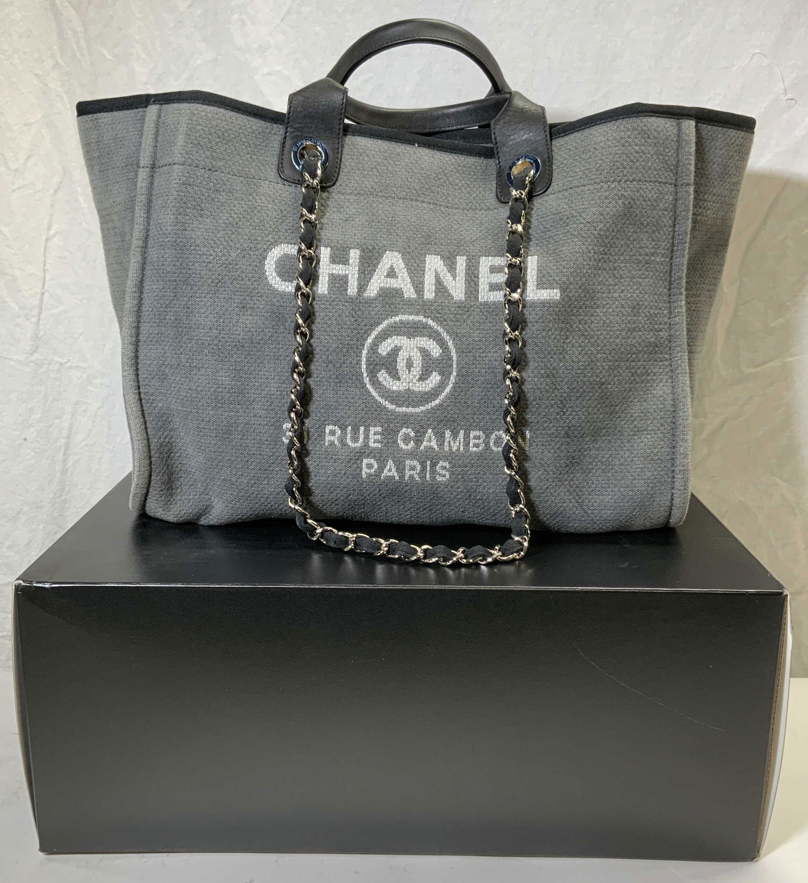 Chanel deauville outlet tote grey