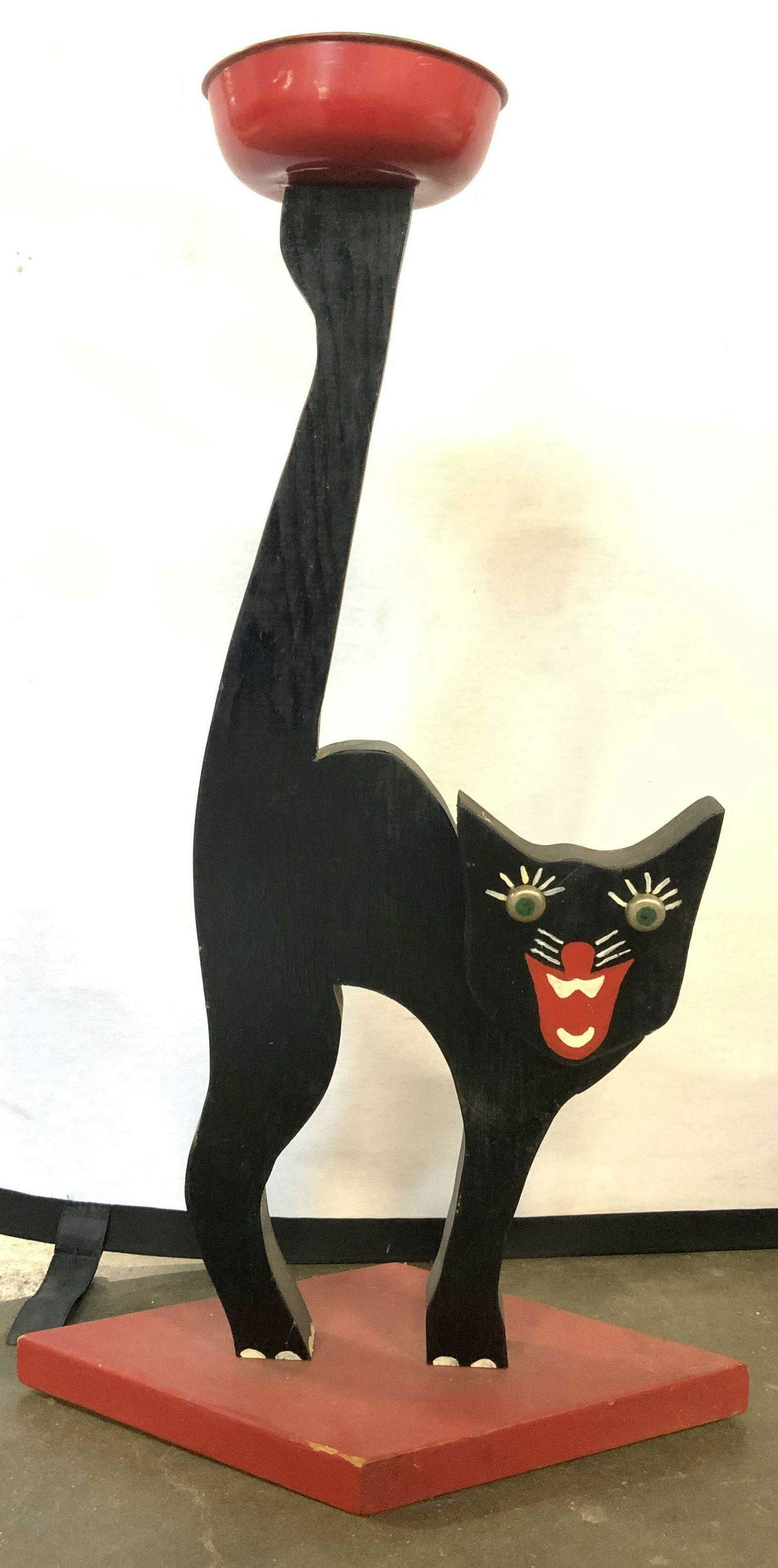 Vintage Carved Wooden Cat Smoking Stand 2ft2in (1 of 8)