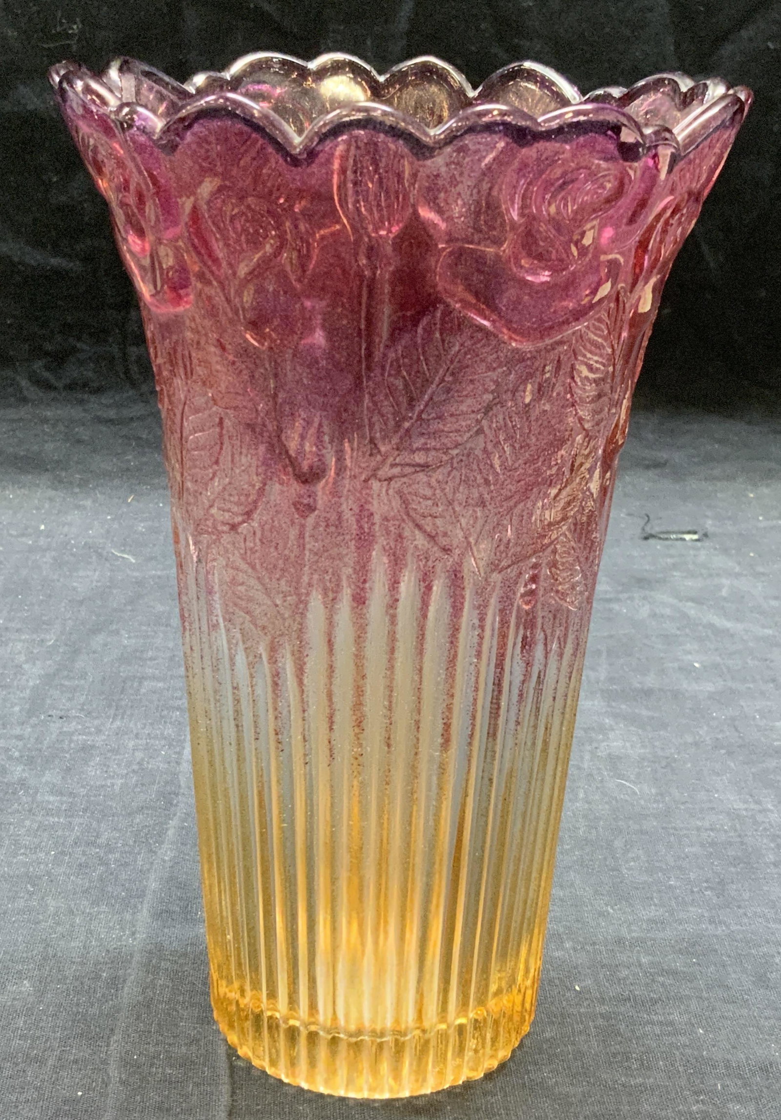 BORGONOVO Pink/Orange Art Glass Vase Italy (1 of 7)
