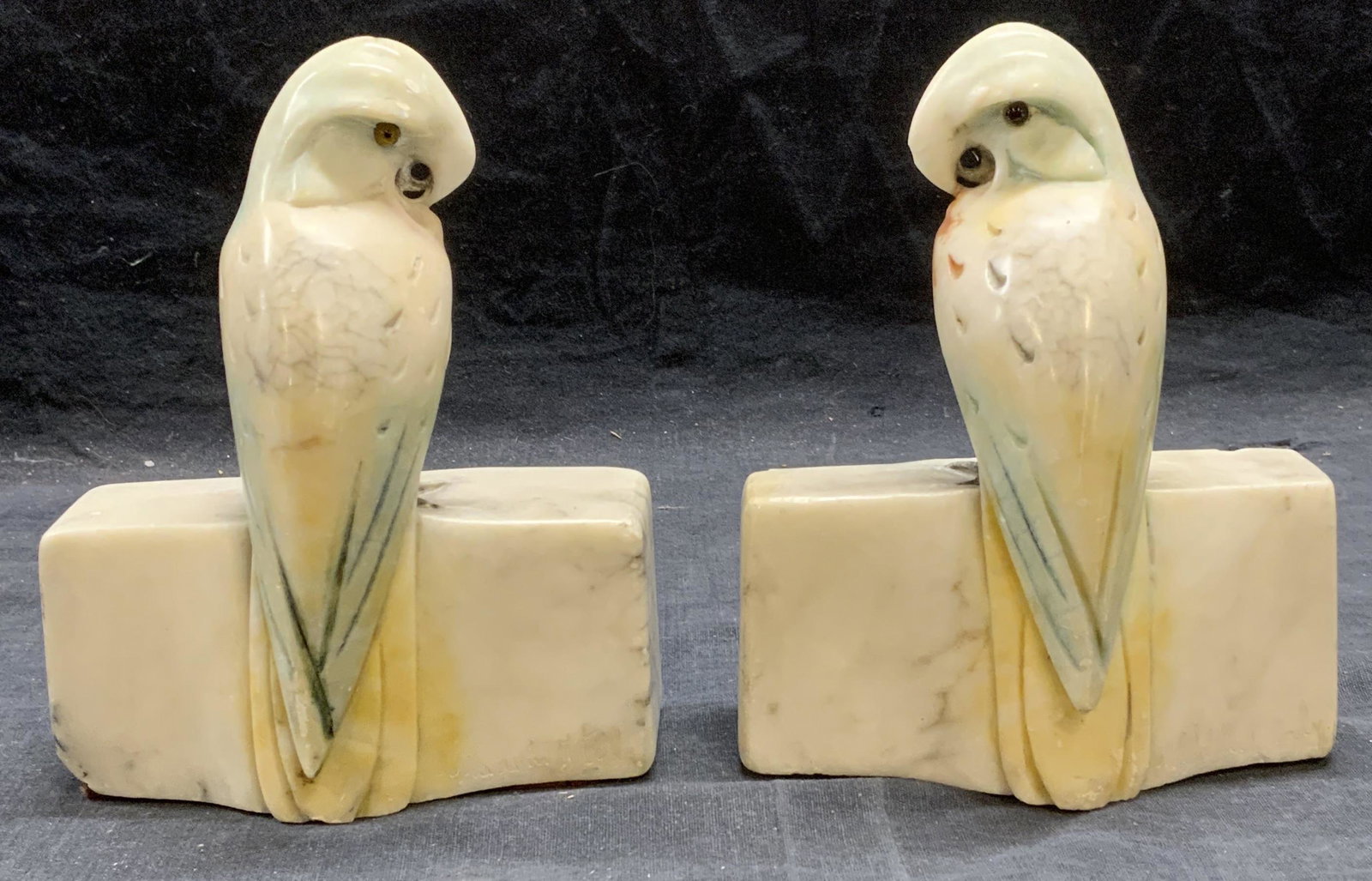 Pair Vintage Carved Stone Bird Bookends Italy (1 of 13)