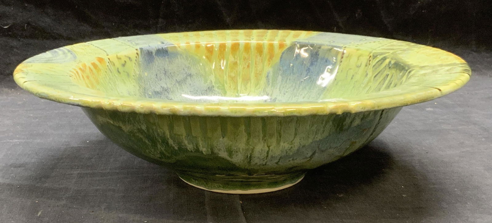Signed Green Ceramic Art Pottery Bowl (1 of 7)