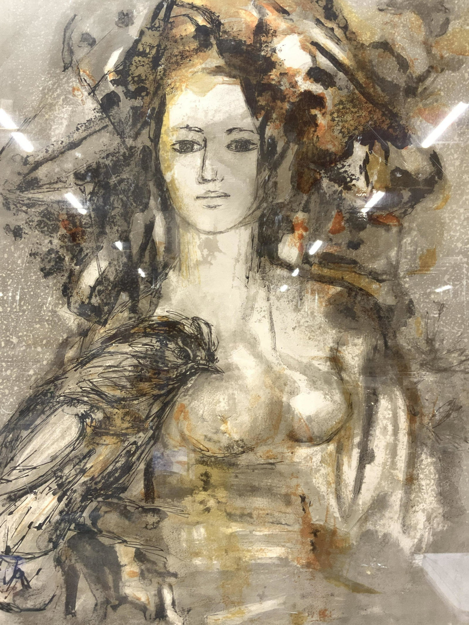 Madeline Sallis Signed Female & Bird Serigraph (1 of 11)