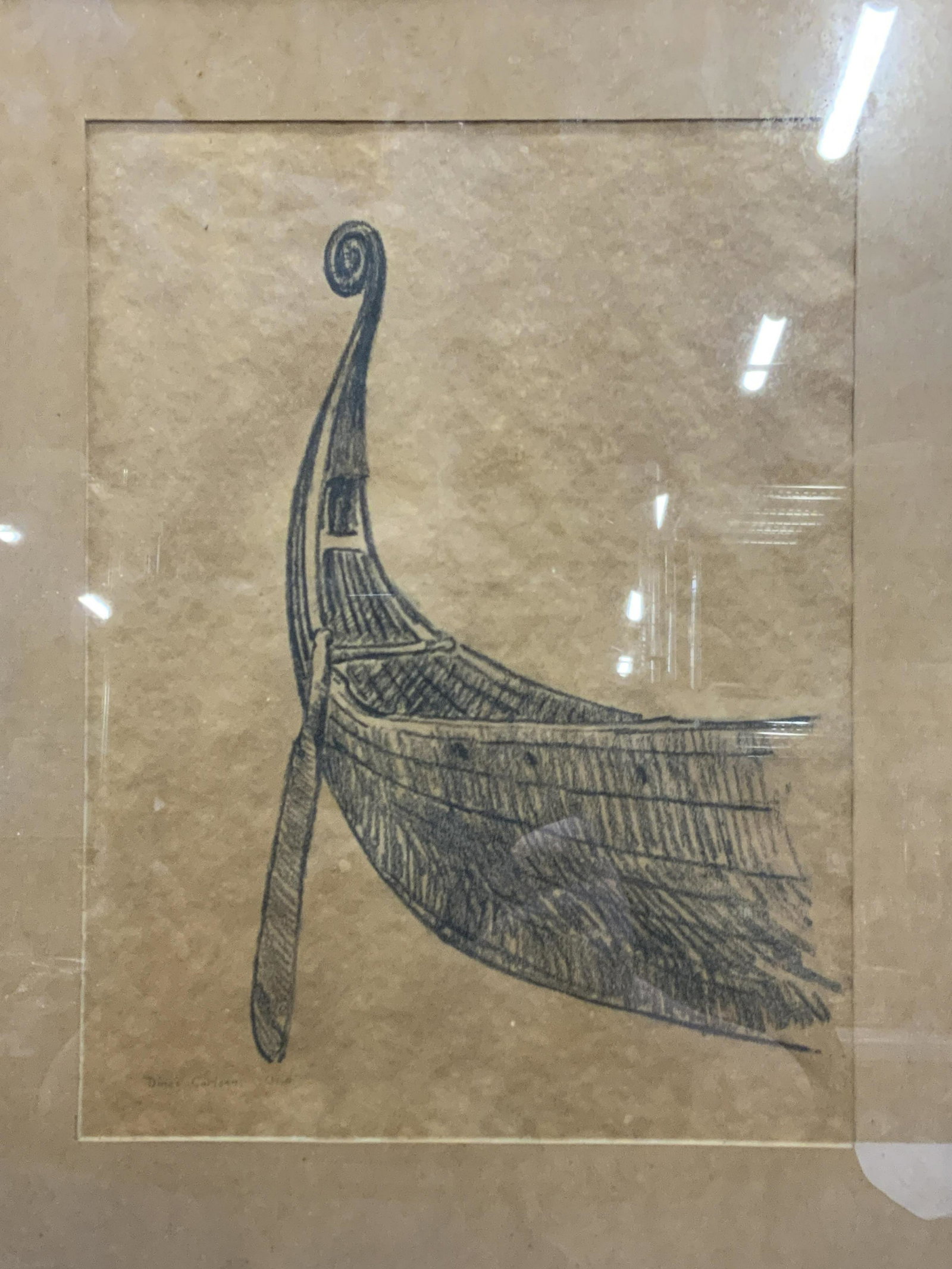 DINES CARLSEN Framed Osberg Ship Drawing (1 of 8)