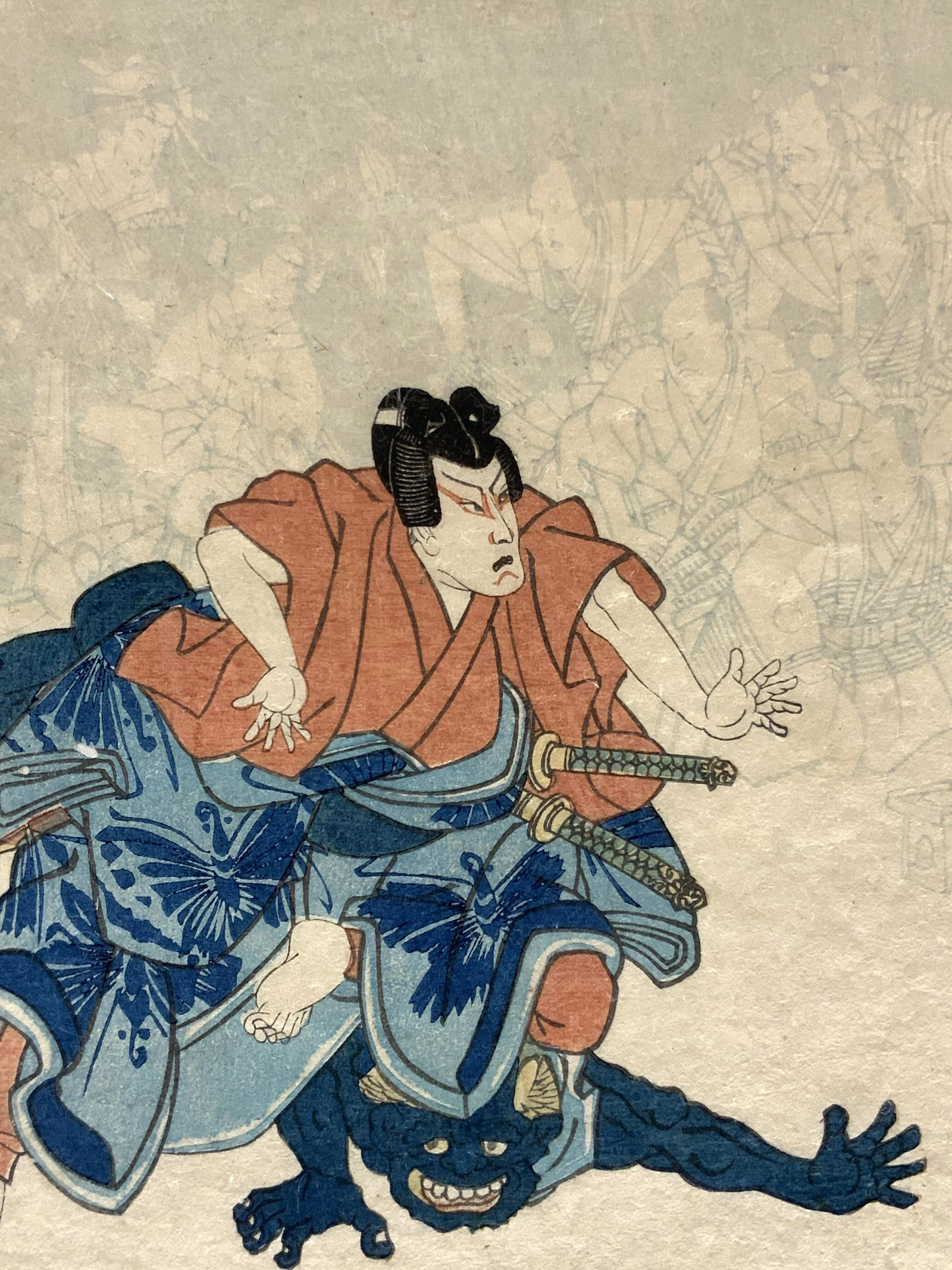 Vintage Ukiyo-E Samurai Woodblock Print (1 of 10)