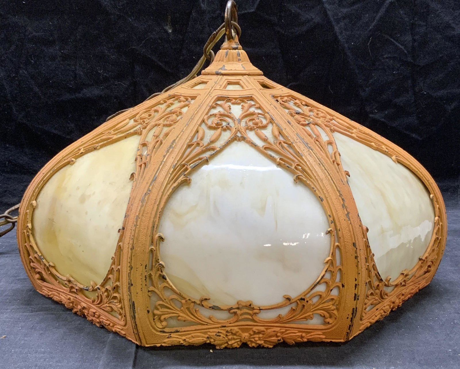 Vintage Slag Glass Ceiling Pendant Light (1 of 9)