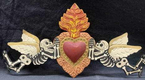 Sacred Heart & Skeletons Metal Wall Art