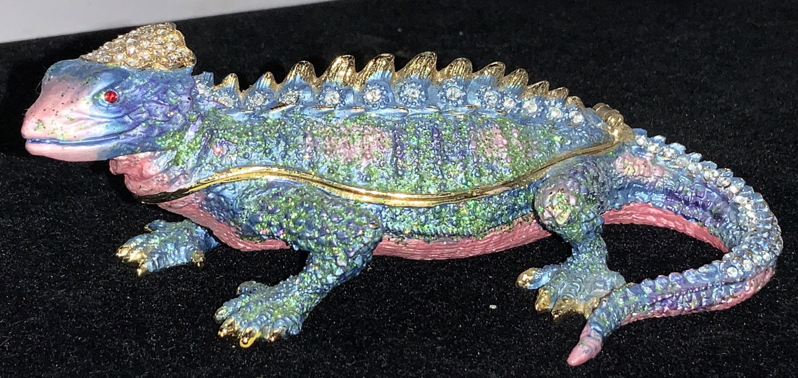 Heavy Enamel & Crystal Chameleon Pill Box (1 of 7)
