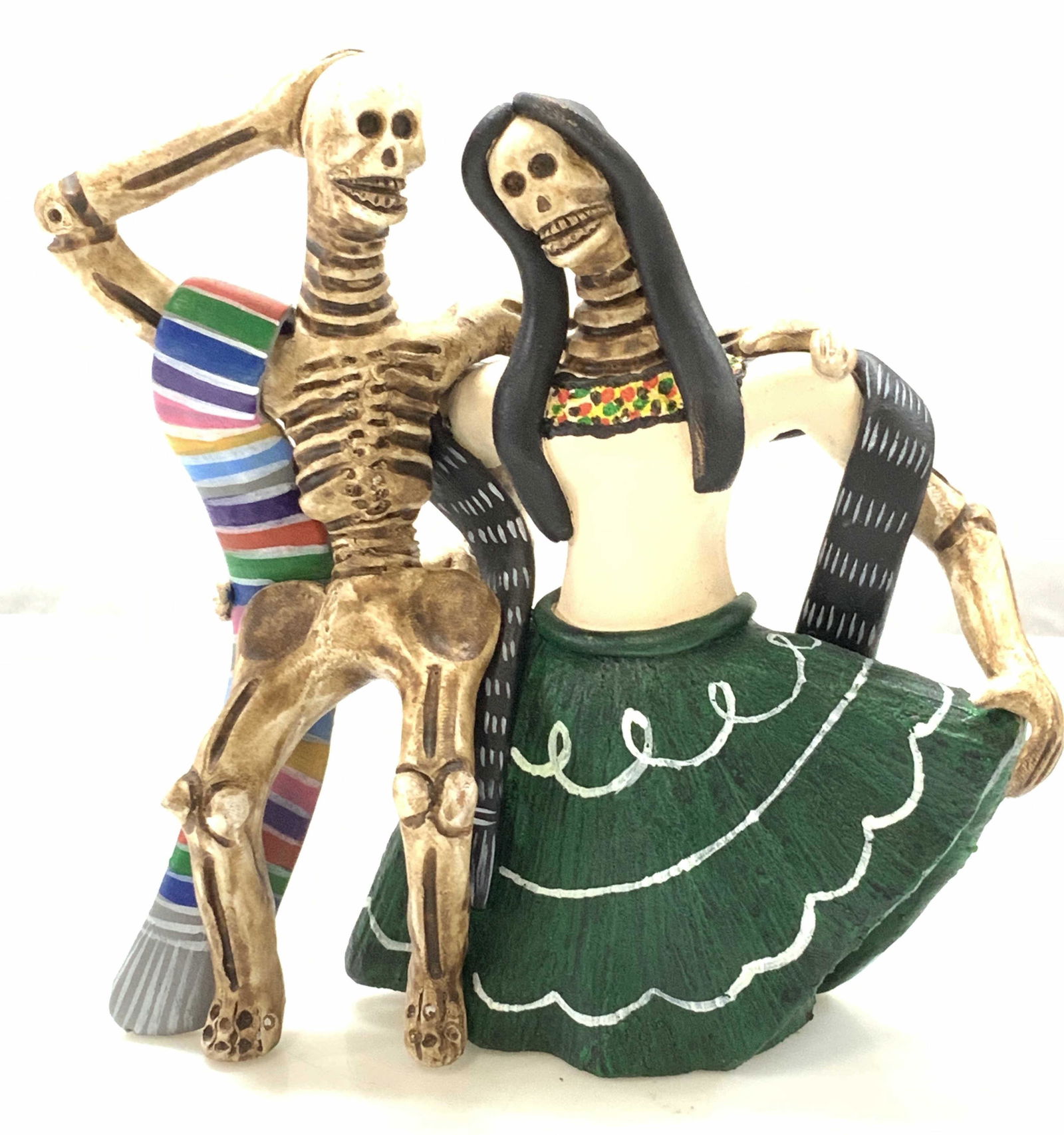 Hand Painted Terra Cotta Skeleton Statue, Signed (1 of 7)