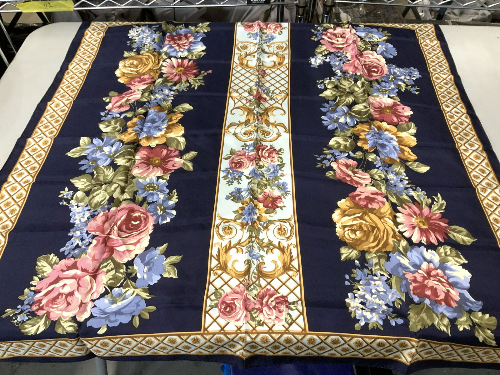 ECHO Navy Silk Floral Scarf , Italy (1 of 7)