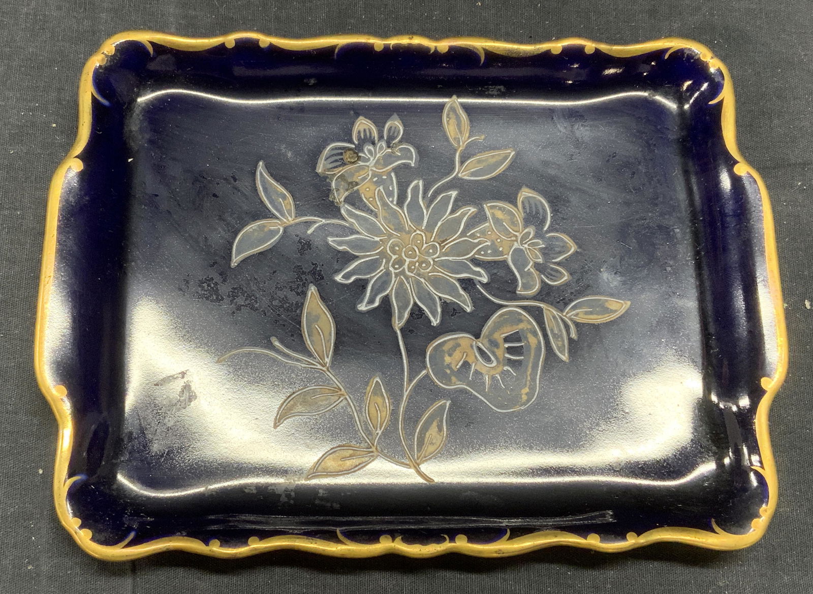 JLMENAU Echt Kobalt Floral Porcelain Tray Germany (1 of 7)