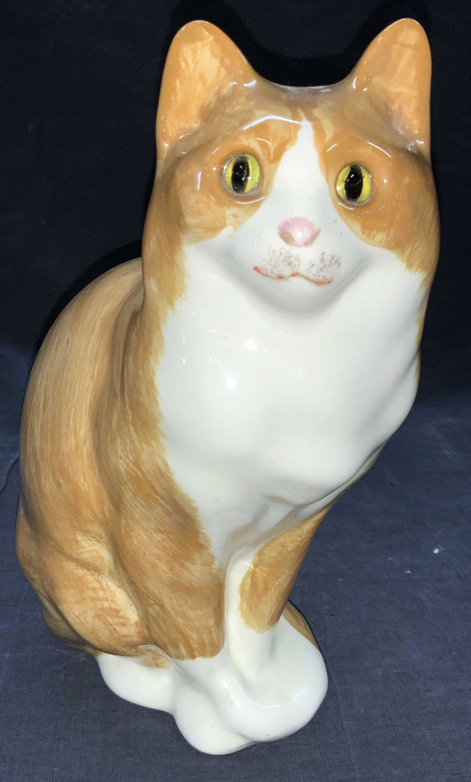 Cast Ceramic Tabby Cat W Glass Eyes (1 of 7)