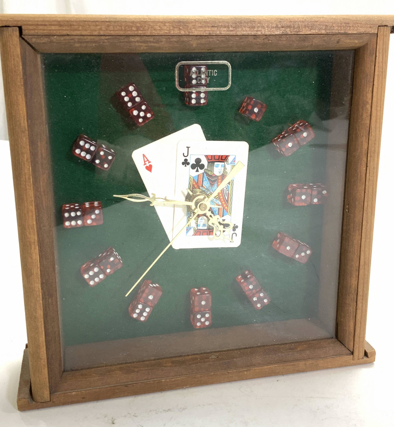 Card & Dice Wood Shadowbox Clock, Atlantic City (1 of 7)