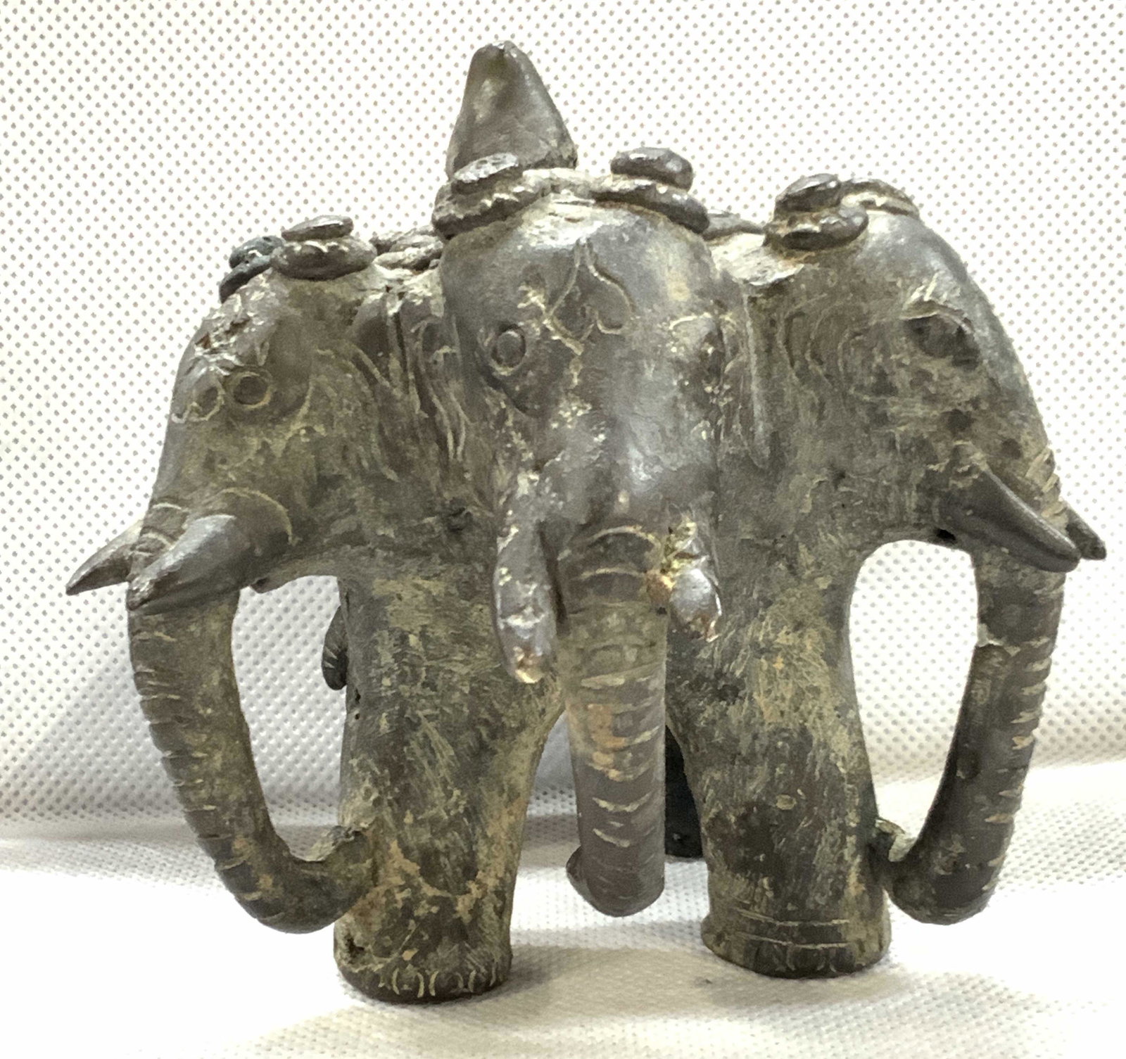 Vintage Triple Headed Elephant Brass Sculpture (1 of 10)