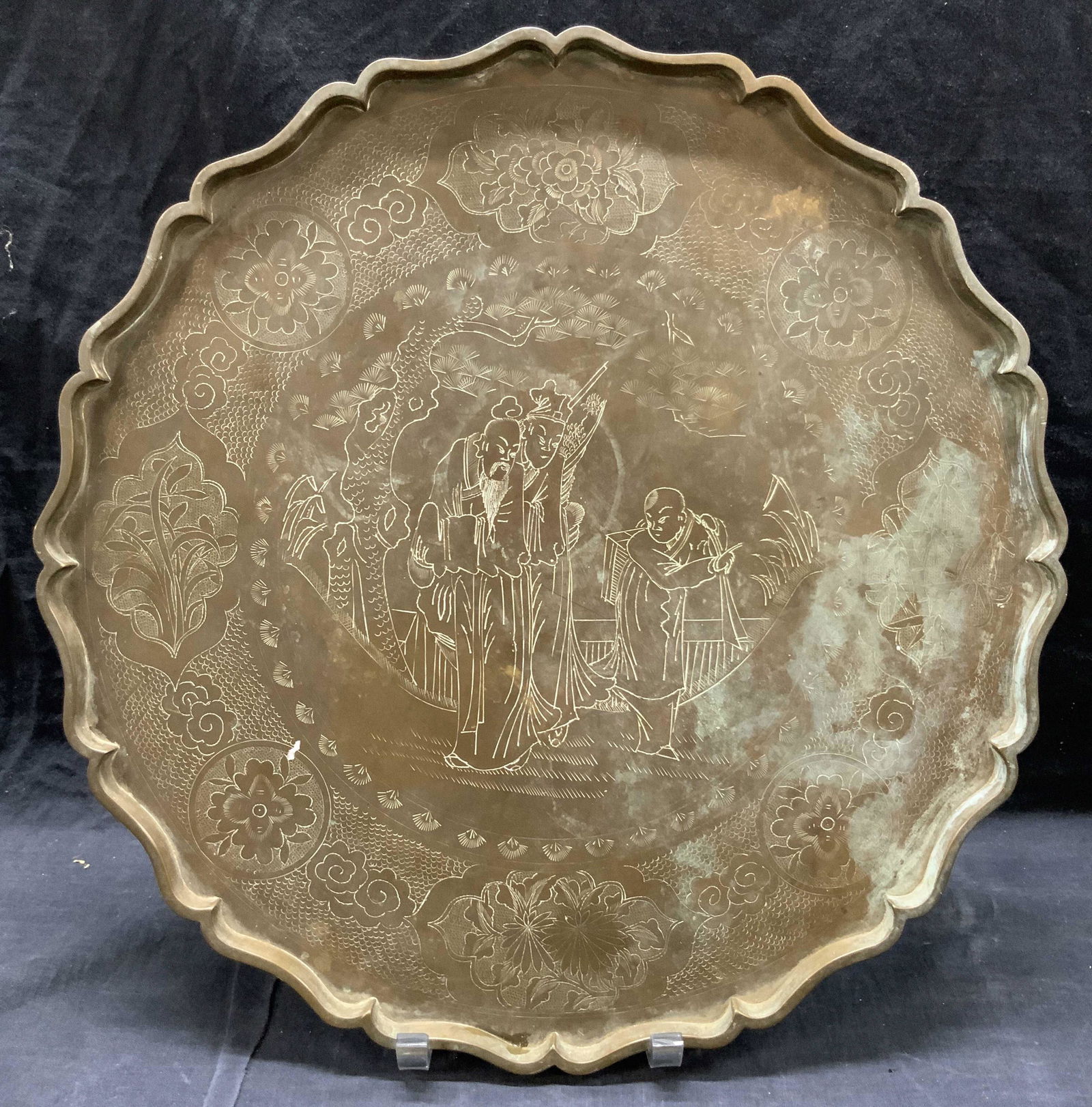 Vintage Brass Etched Chinese Centerpiece Tray (1 of 10)