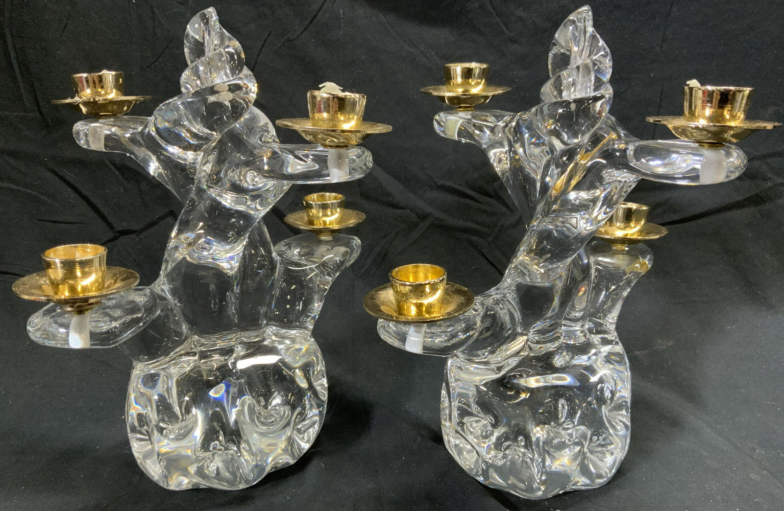 SCHNEIDER GLASS Pair 4 Arm Candelabras (1 of 7)
