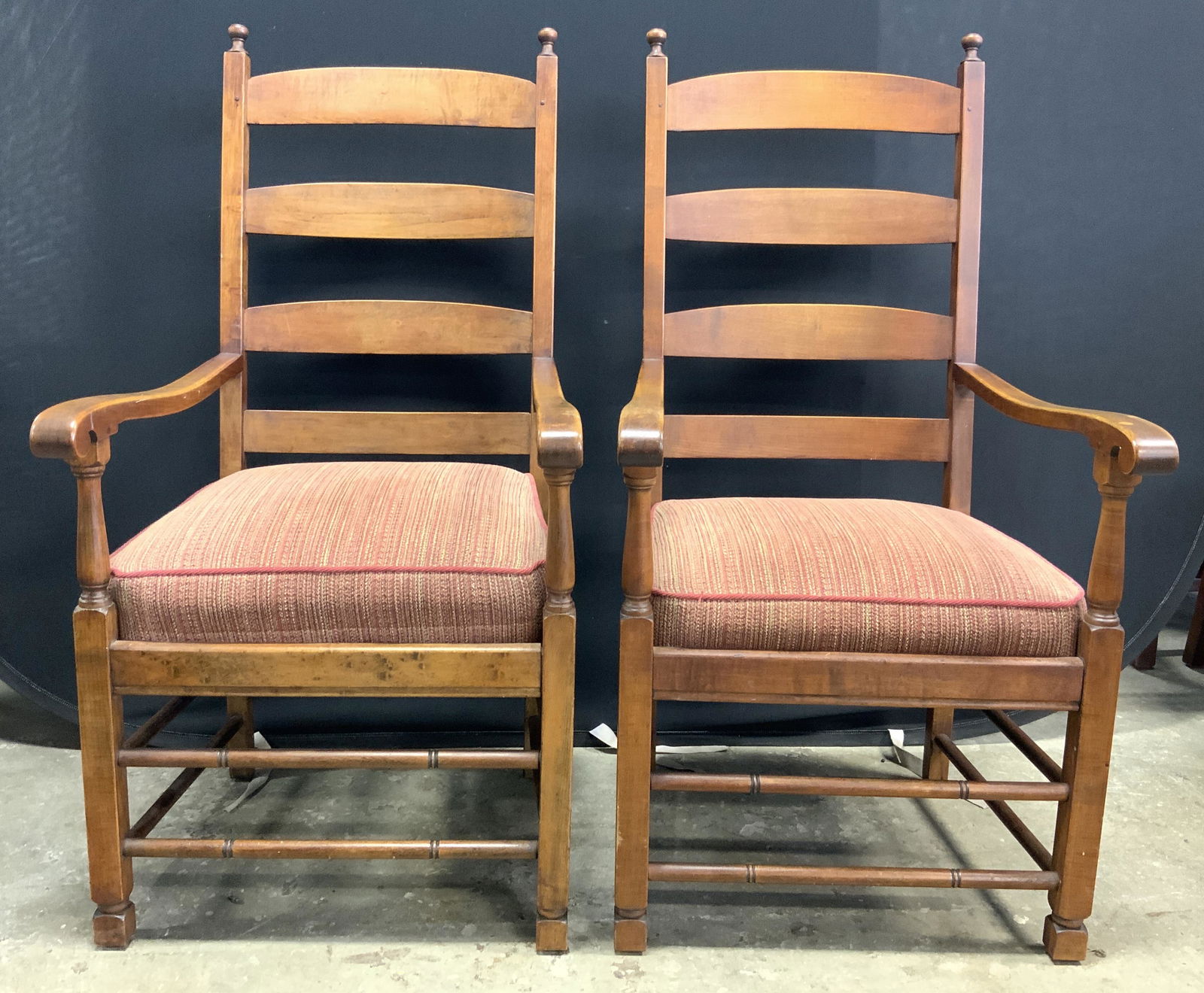 Pr Vintage Wooden Ladderback End Chairs (1 of 10)