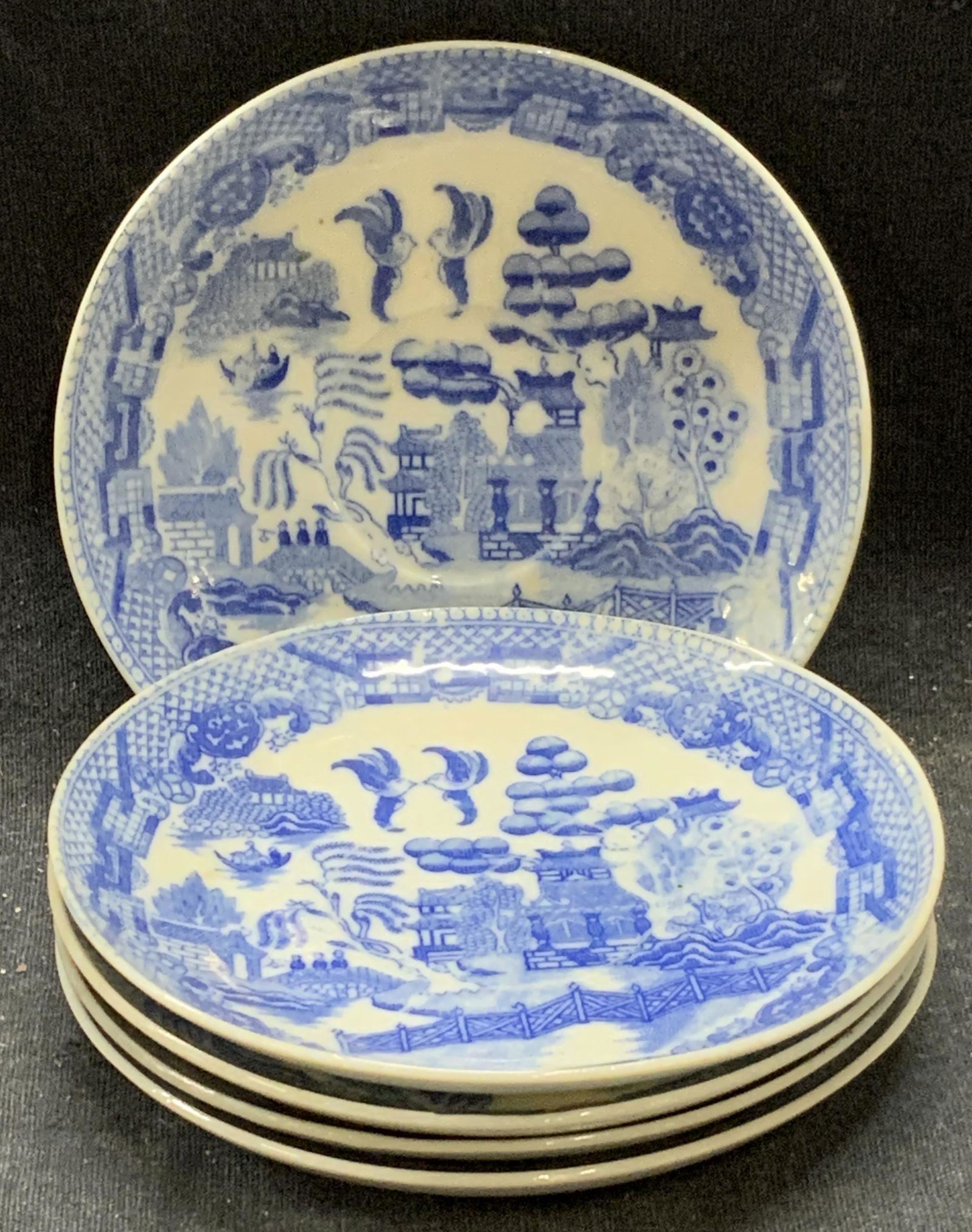 Set 5 Porcelain Blue Willow Demitasse Saucers (1 of 7)