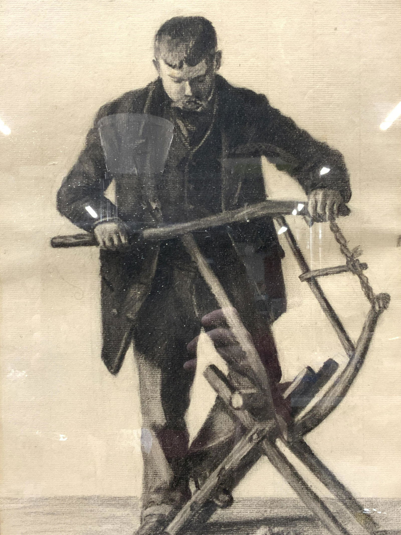 Signed Antique Charcoal Figural Drawing (1 of 11)