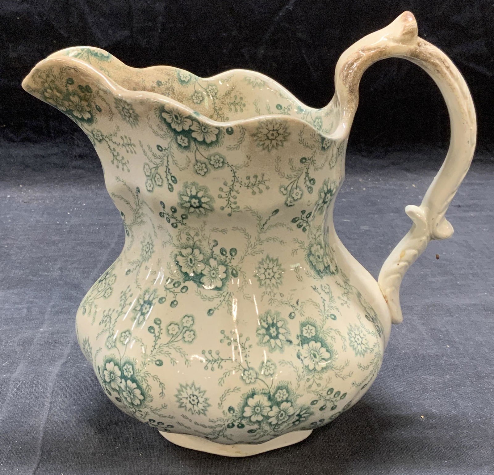 Antique Floral Ceramic Transferware Pitcher (1 of 6)