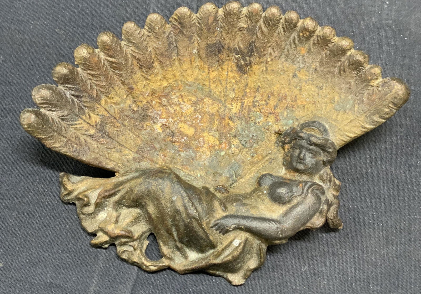 Vintage Iron Figural Feather Trinket Dish (1 of 6)