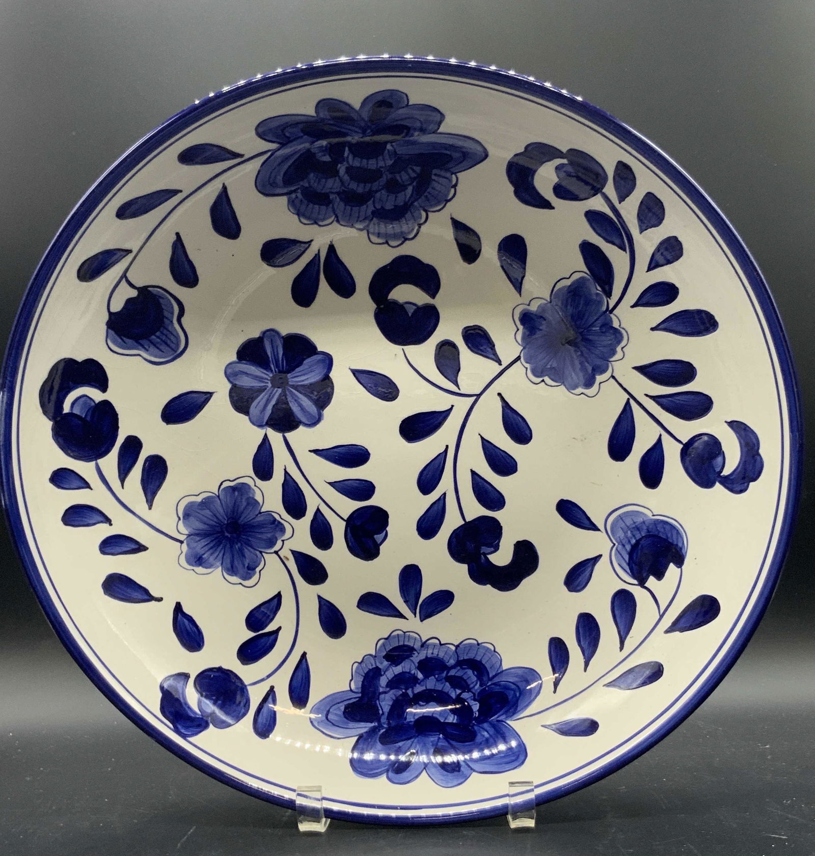 JAY IMPORT Hand Painted Blue & White Serving Bowl (1 of 9)