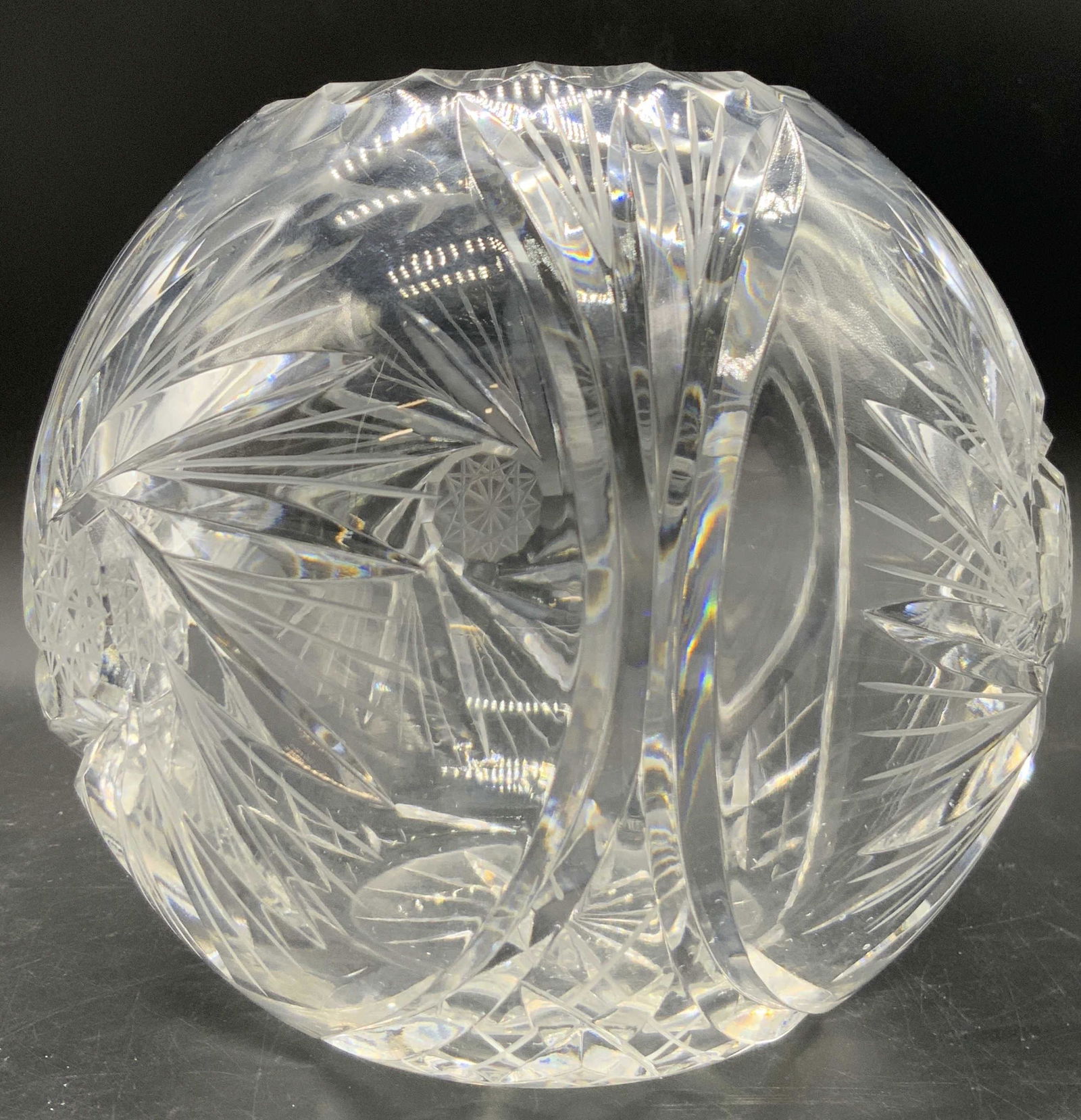 Thick Walled Cut Crystal Rose Bowl Vase (1 of 9)