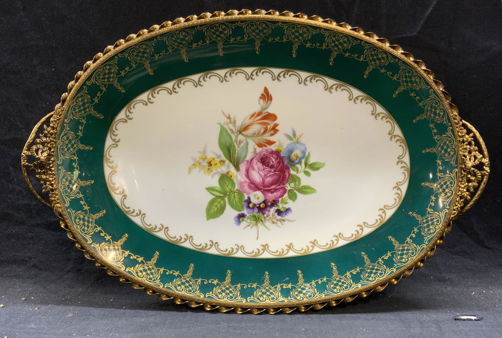 LWW Porcelain & Brass Floral Serving Platter (1 of 8)