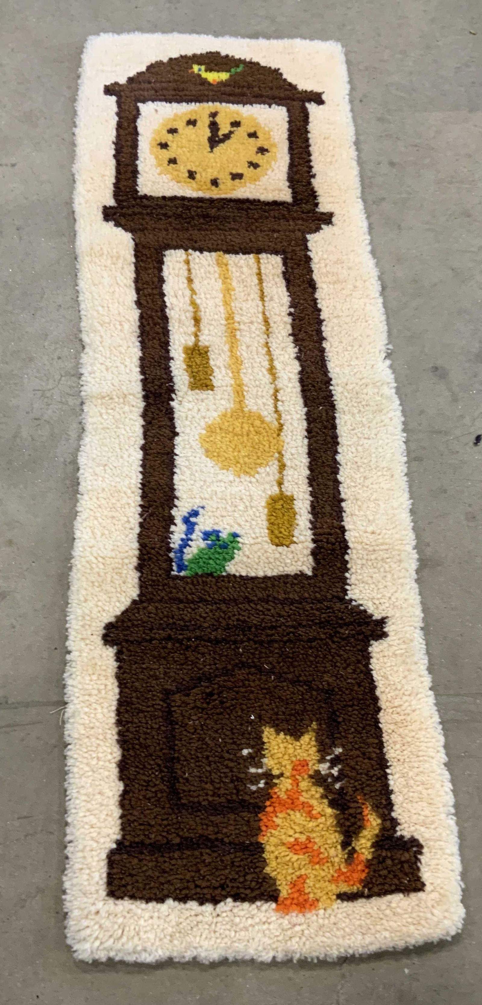 Vintage Grandfather Clock Hooked Rug (1 of 10)