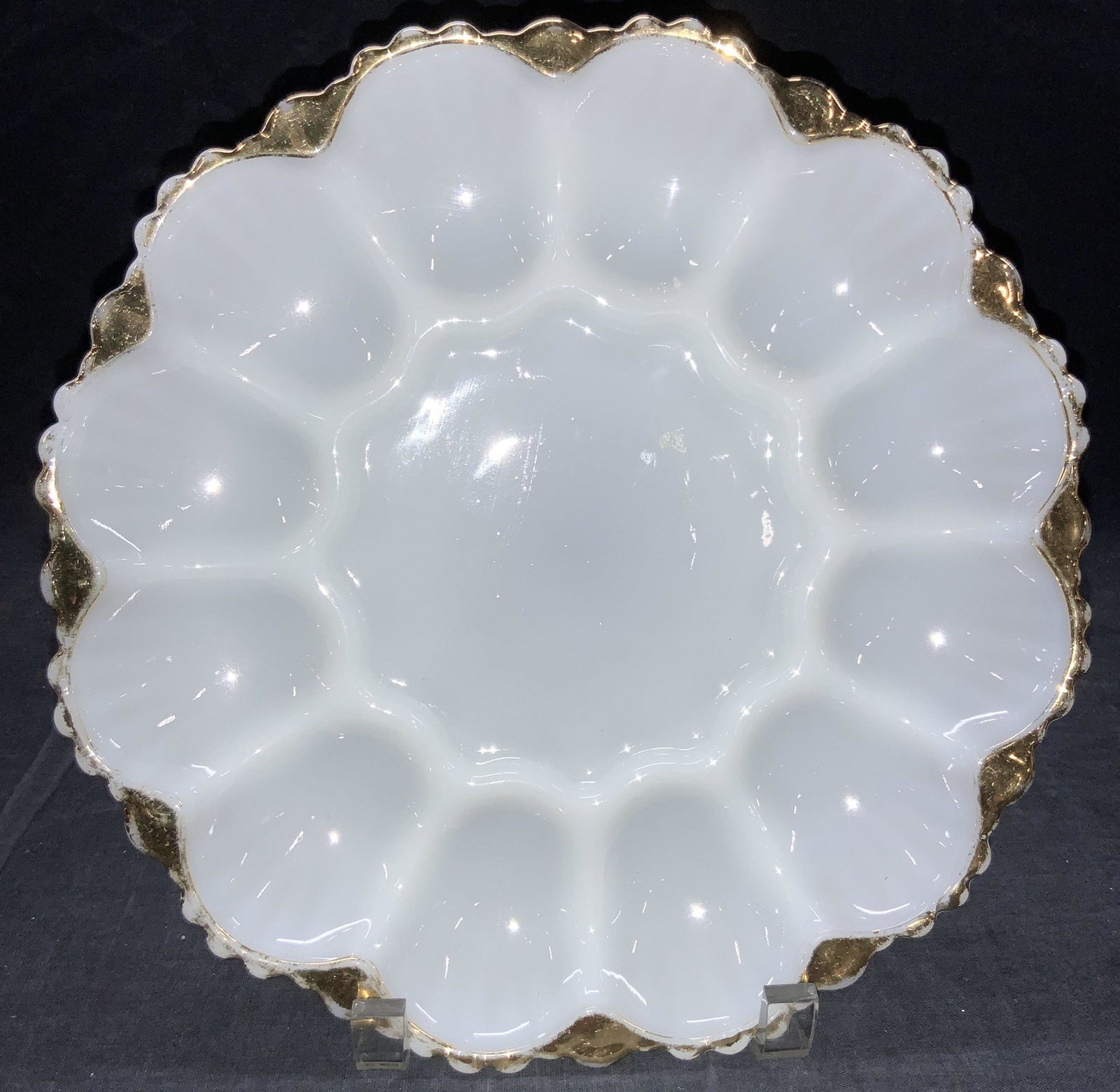 Vintage Milk Glass Deviled Egg Dish (1 of 6)