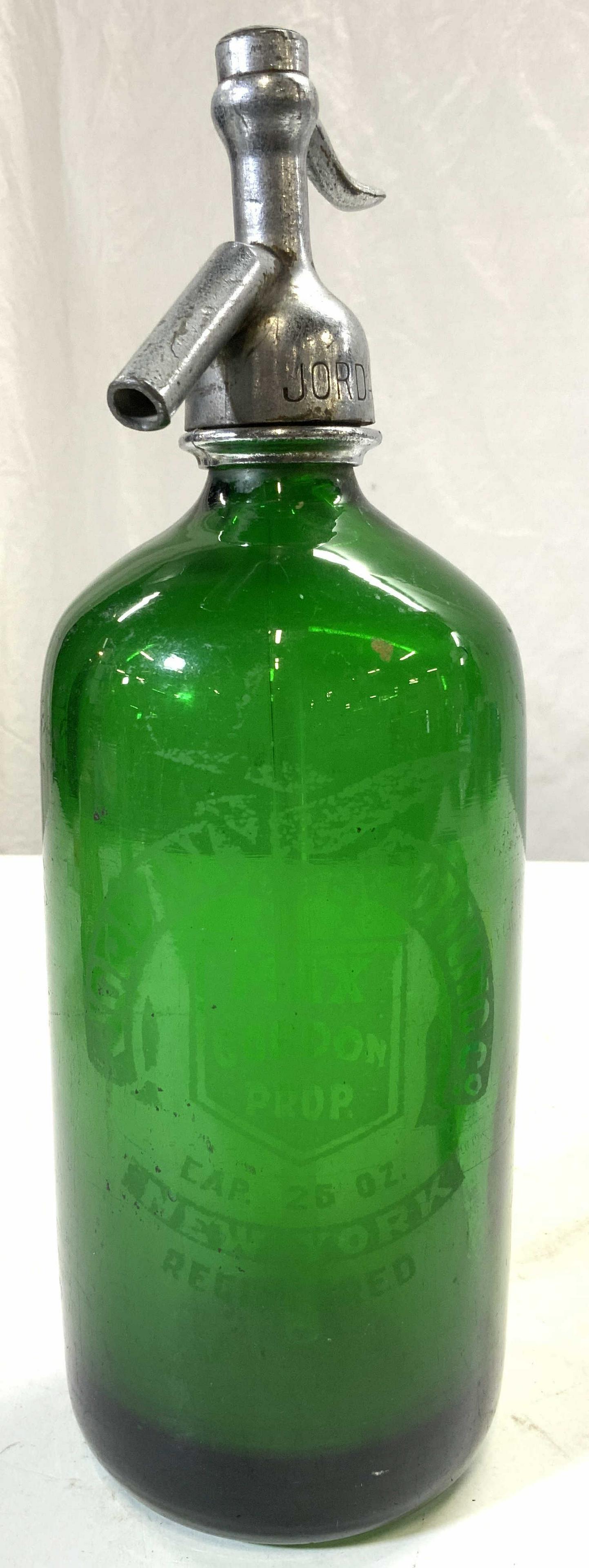 JORDAN BOTTLE CO Etched Glass Vntg Seltzer Bottle (1 of 7)