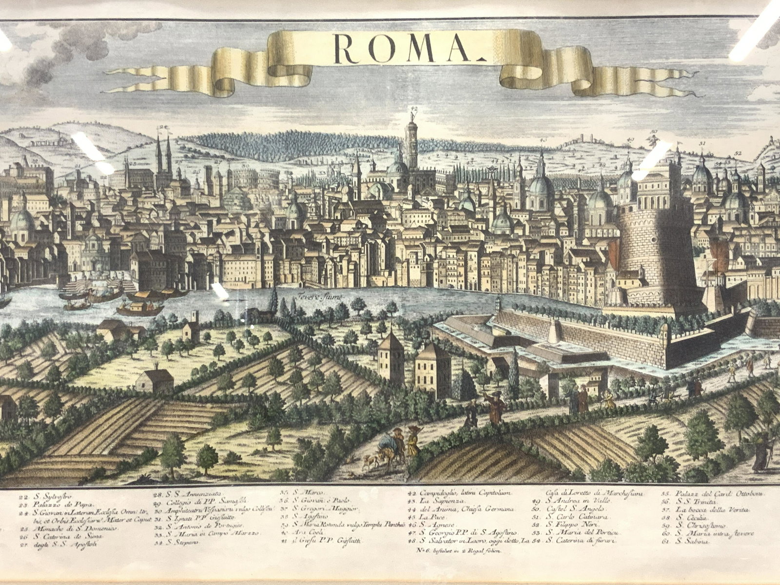 22 x 49 In, Georg Balthasar Rome Colored Litho (1 of 12)