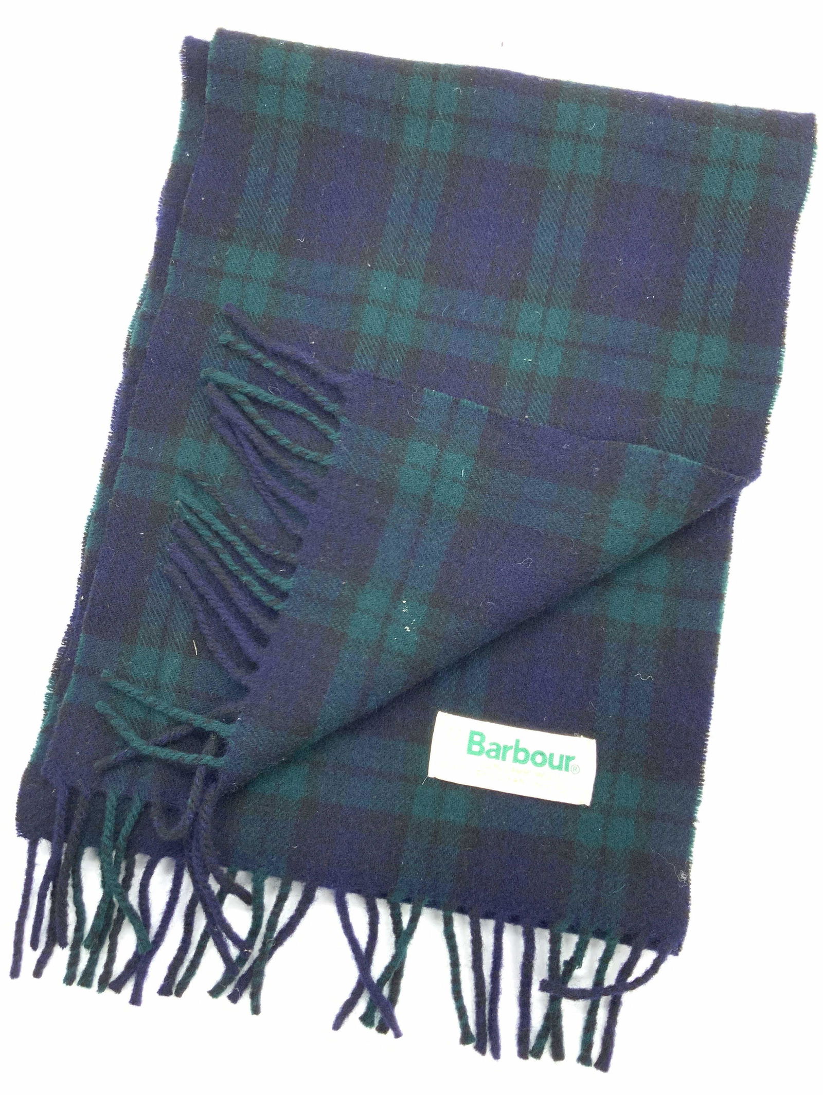 BARBOUR 100% Lambswool Plaid Fringe Scarf (1 of 7)