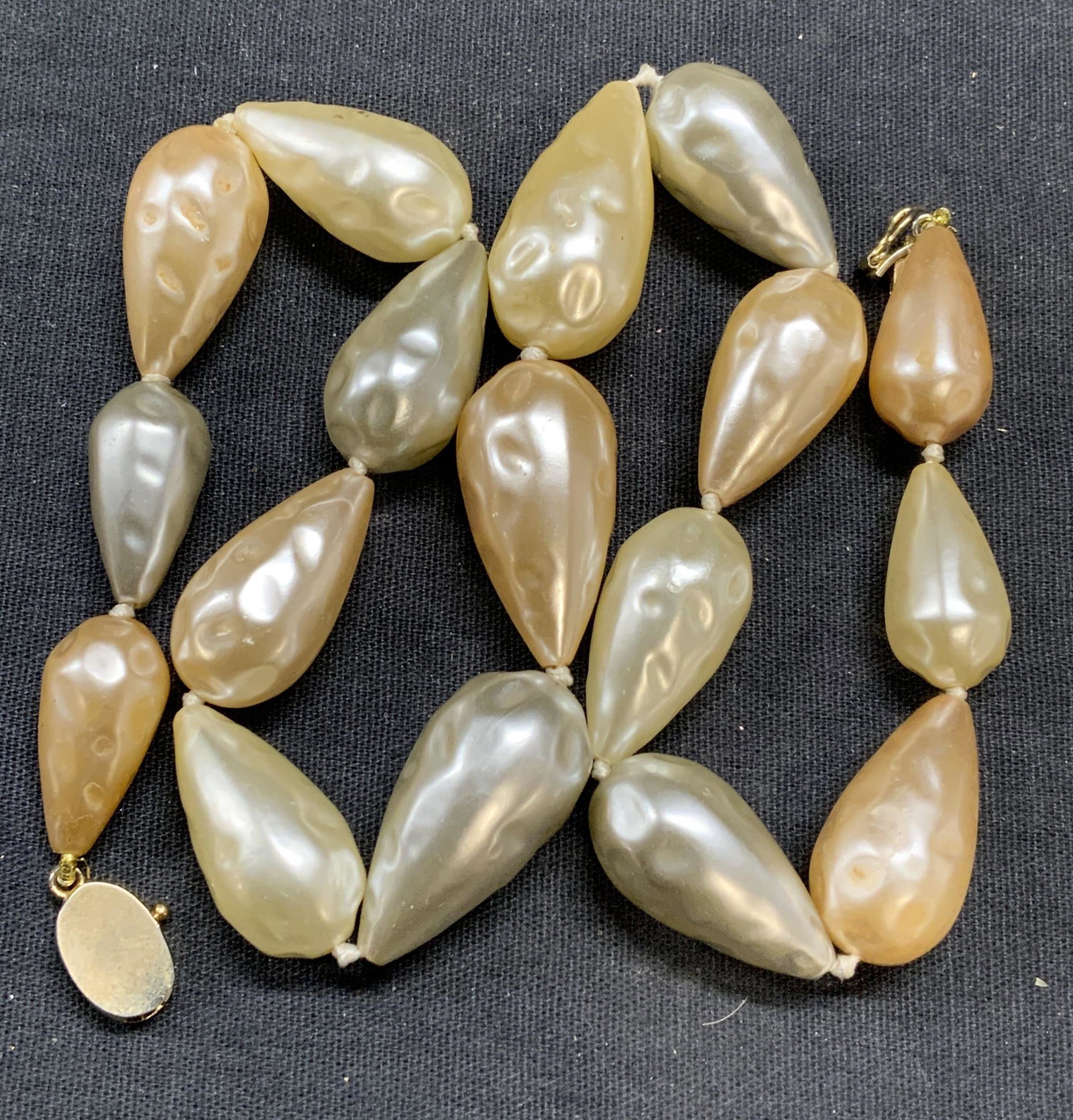 Faux Baroque Pearl Choker Necklace, Jewelry: Faux baroque pearl choker necklace. Some surface wear consistent with exposure. Measures approx. 18 inches long. Largest bead approx 1 inch long. Estate jewelry, costume jewelry, cocktail jewelry, fas