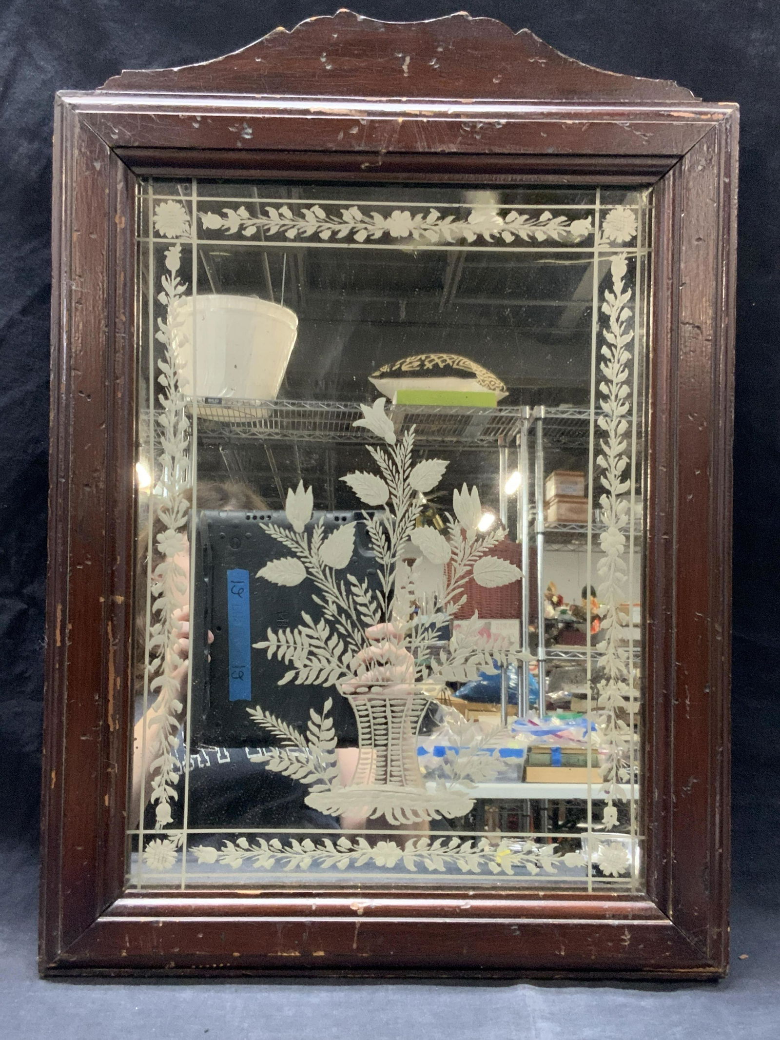 Vintage Wooden Floral Wall Mirror (1 of 7)