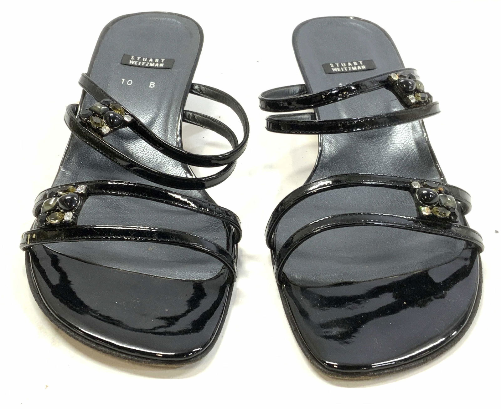 STUART WEITZMAN Black Patent Heel Sandals (1 of 6)