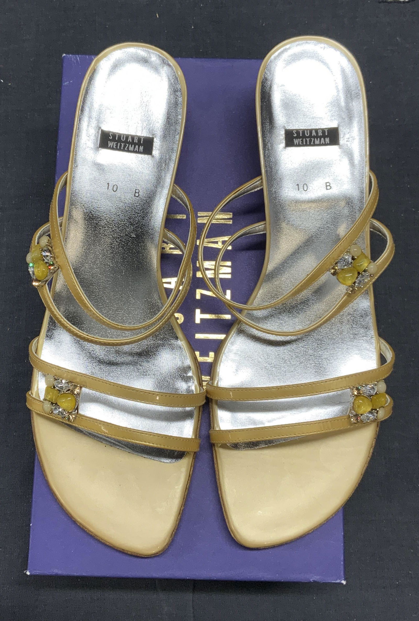 STUART WEITZMAN Gold Open Toe Sandals (1 of 6)