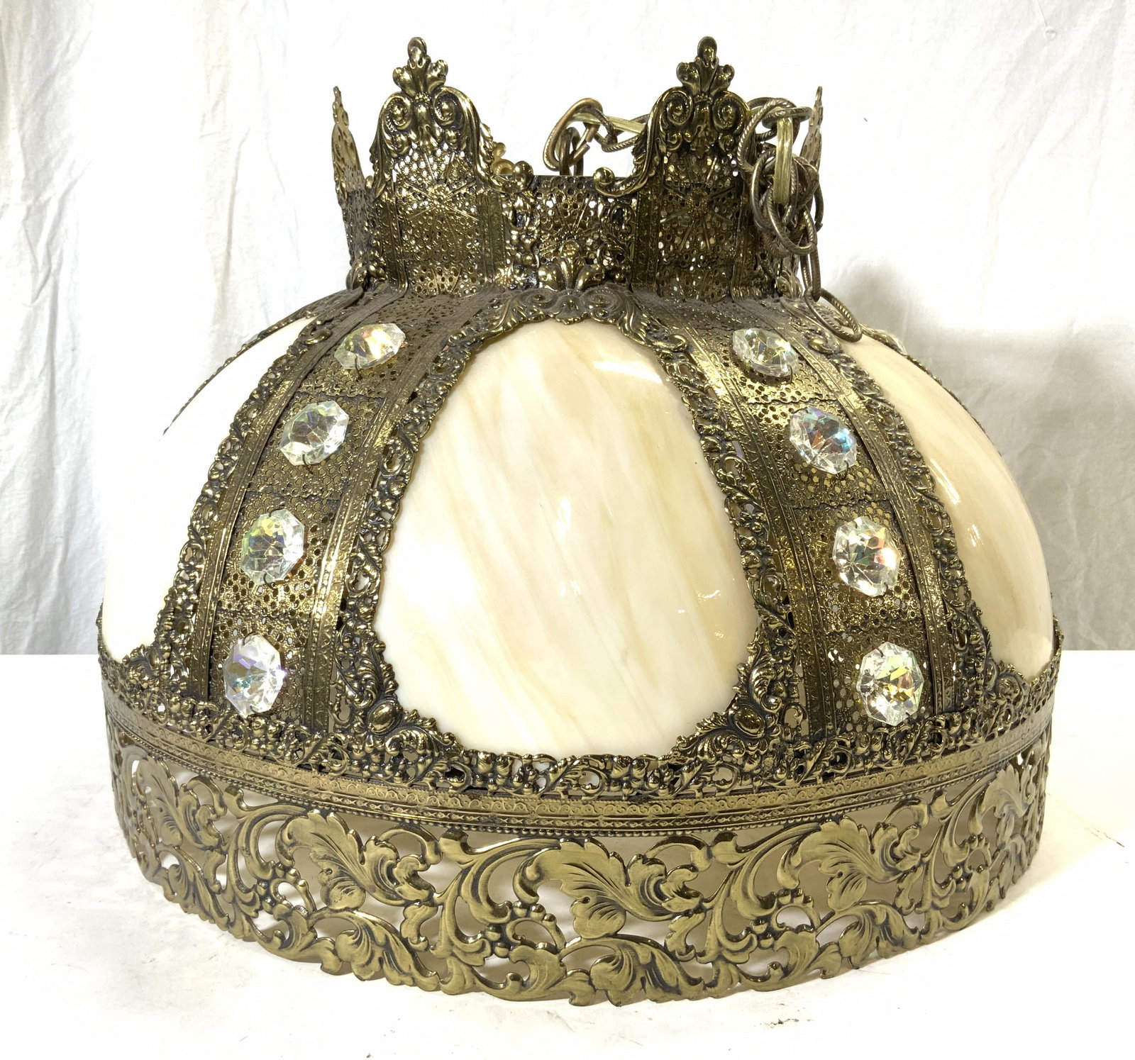 Vintage Ornate Slag Glass Chandelier (1 of 7)