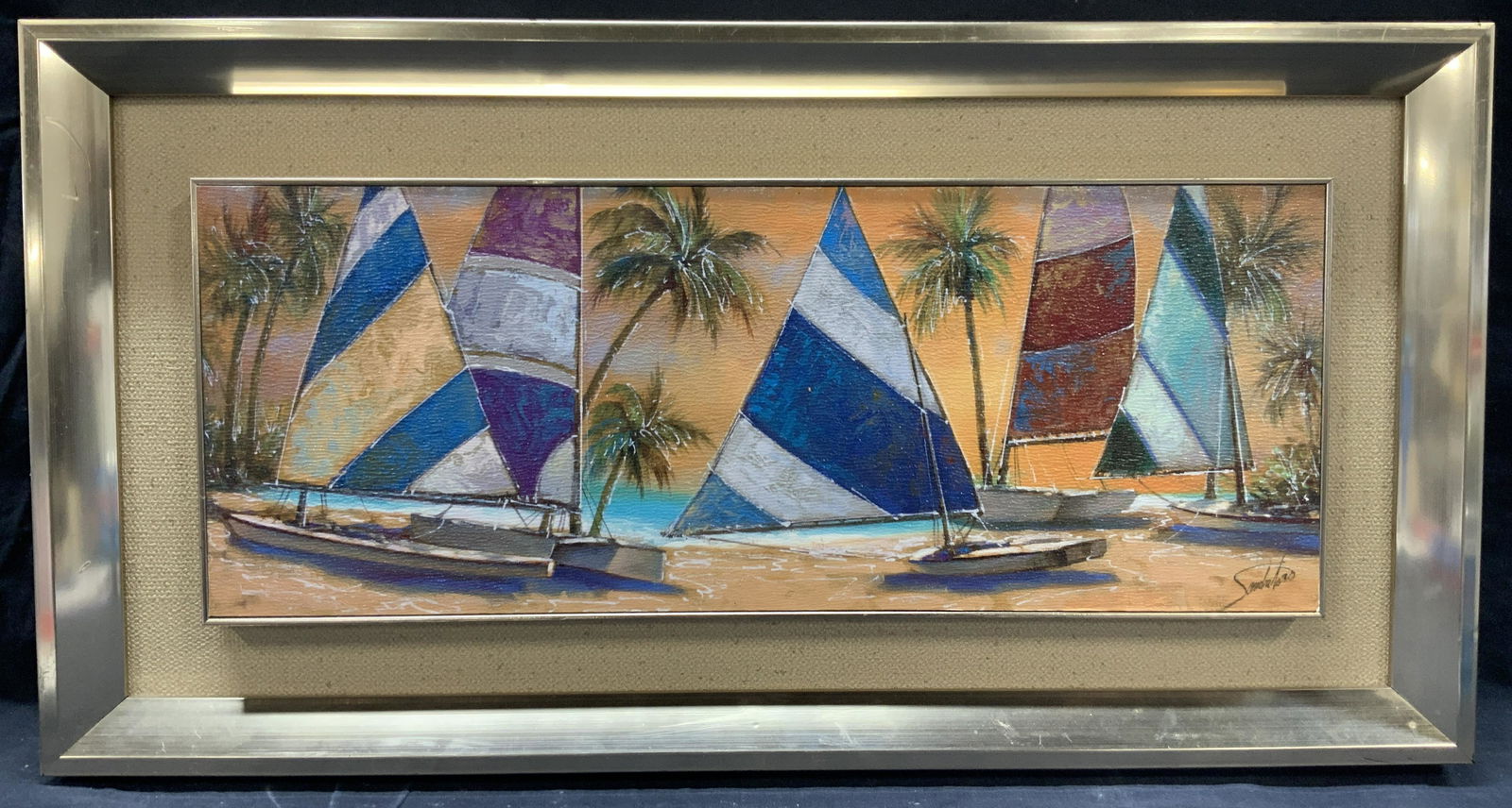 Sandra Toro Glazed Sail Boat Lithograph (1 of 9)