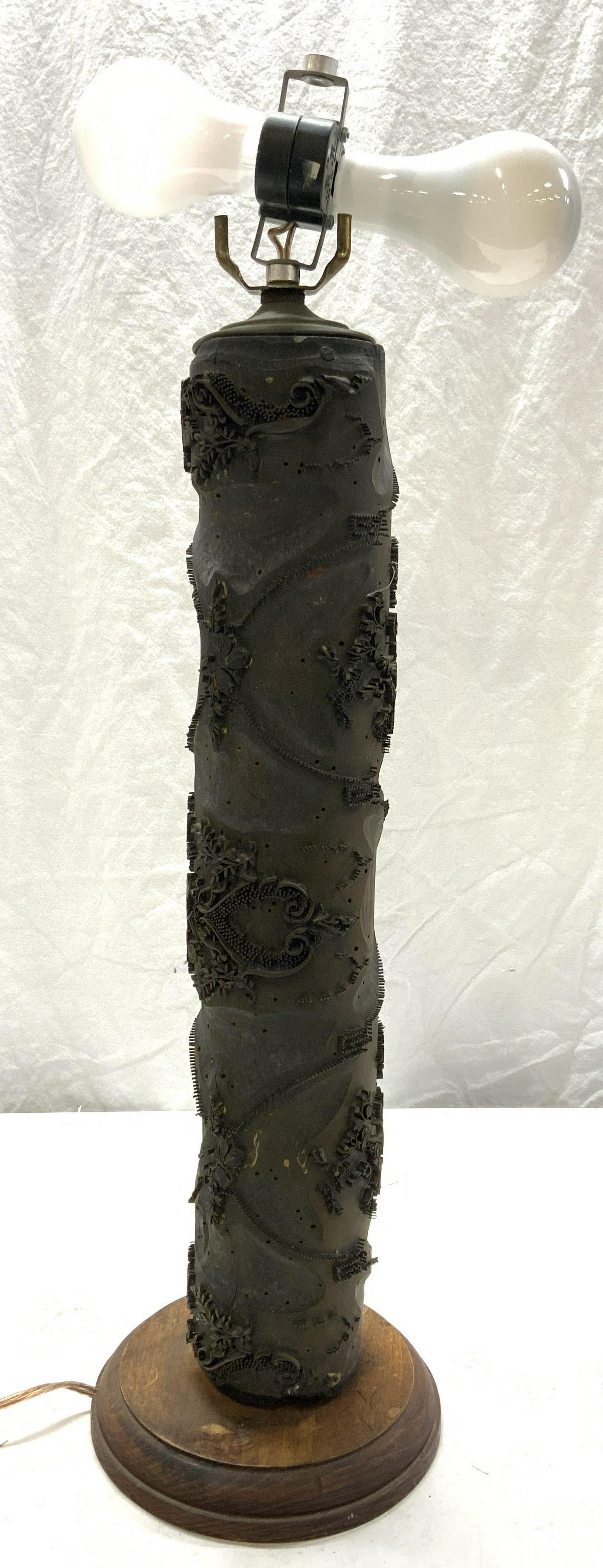 Antique Printer Block Double Socket Lamp (1 of 9)