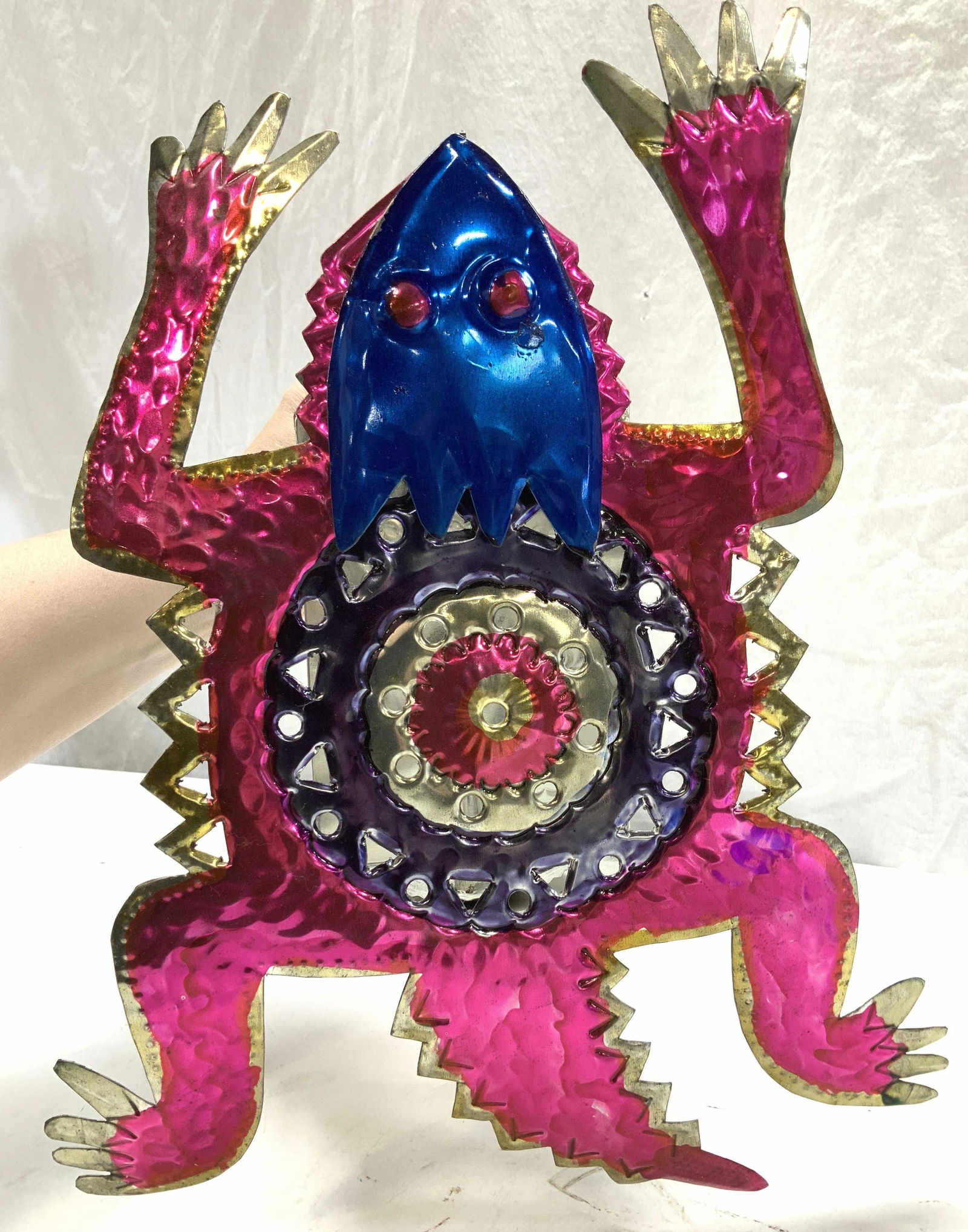 Mexican Lizard Folk Art Metal Candle Wall Sconce (1 of 6)