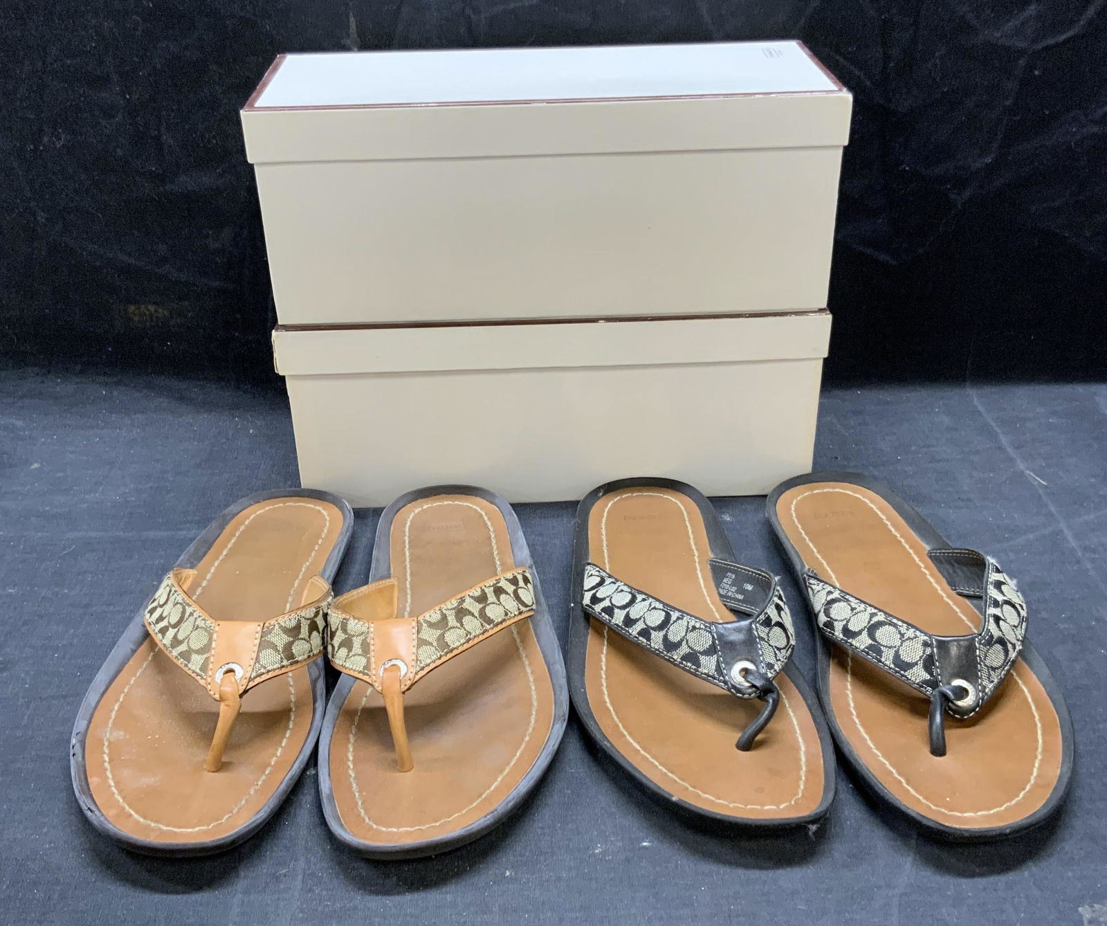 Lot 2 COACH Leather Logo Sandals with Boxes (1 of 10)