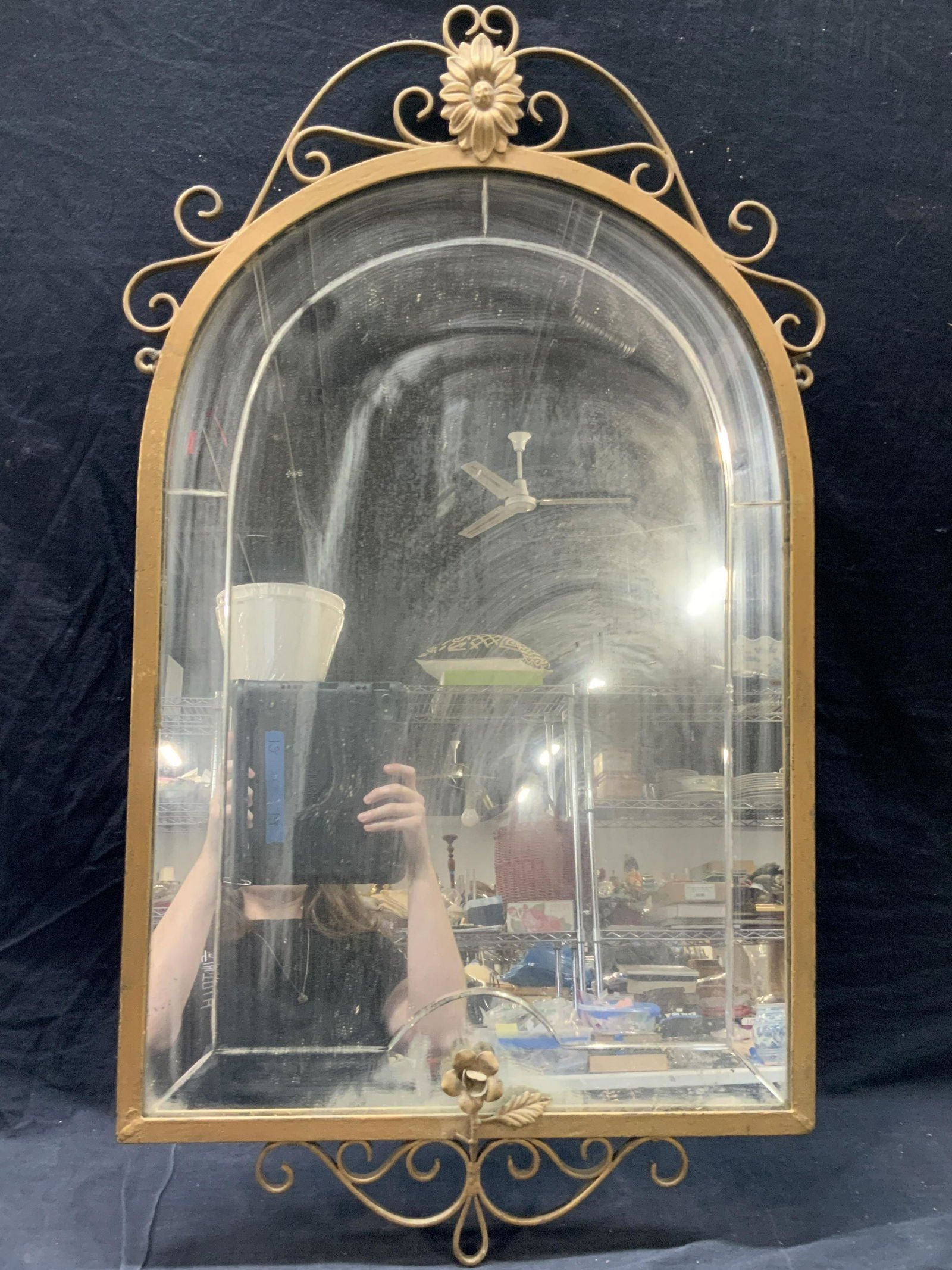 Vintage Iron Frame Art Nouveau Wall Mirror (1 of 10)