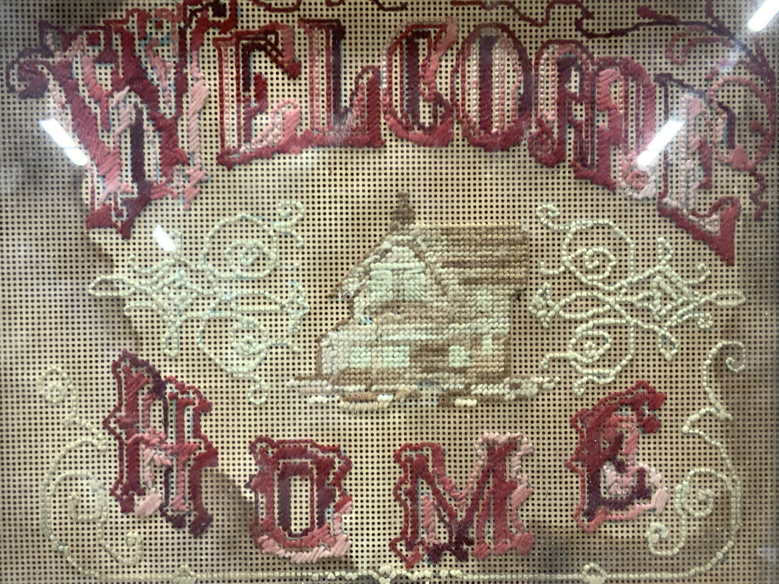 Antique Welcome Home Needlework Art (1 of 8)