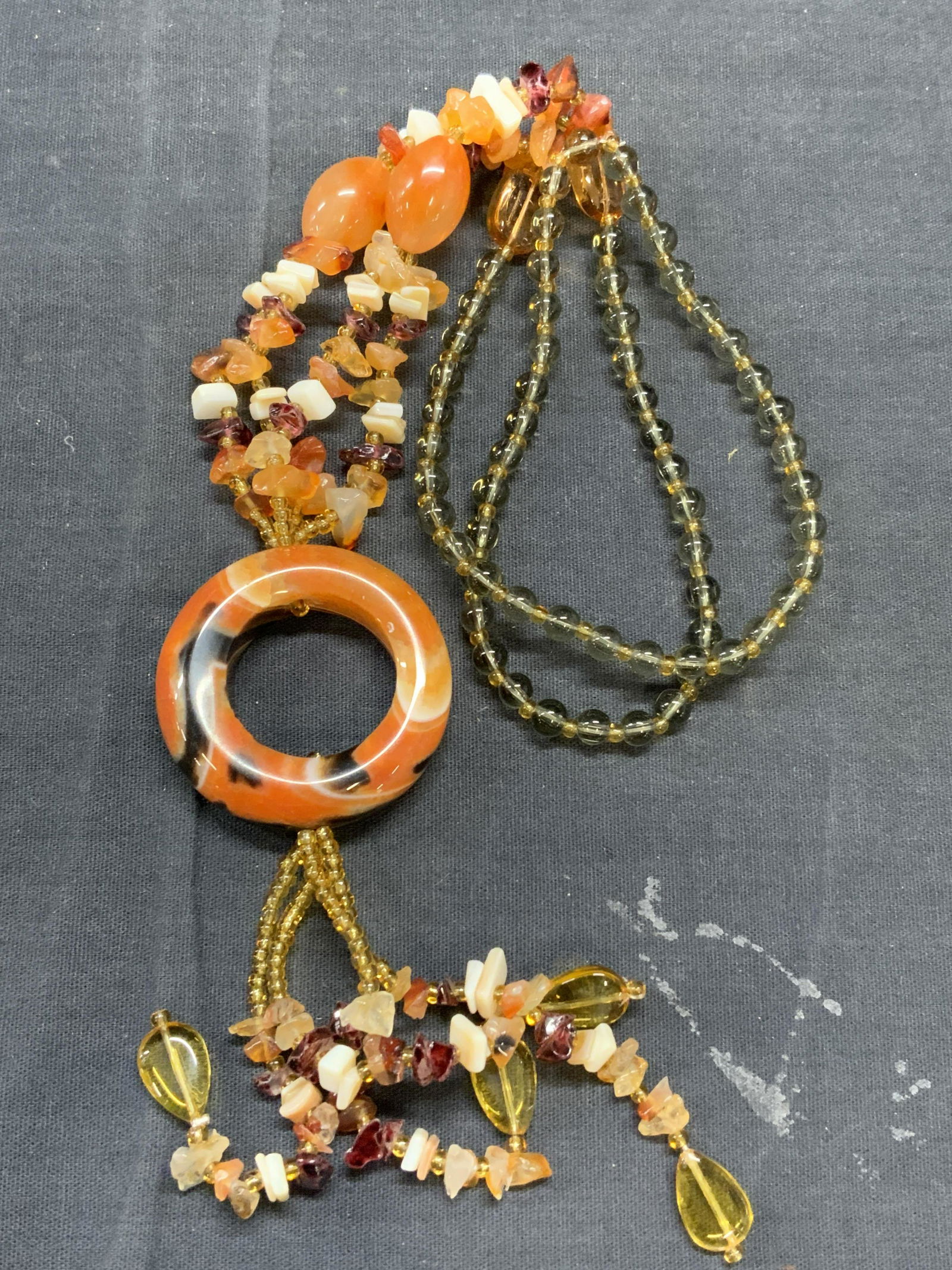 Orange Toned Gemstone Pendant Necklace (1 of 7)